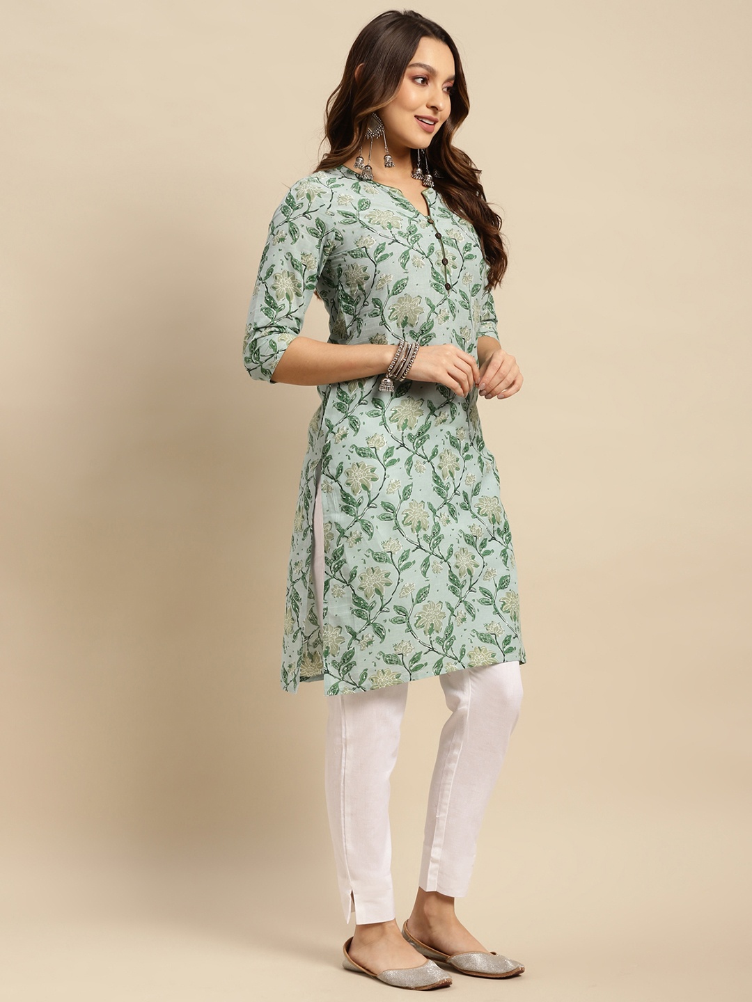 

Rangita Selection Of 2 Floral Printed Pure Cotton Kurta, Green