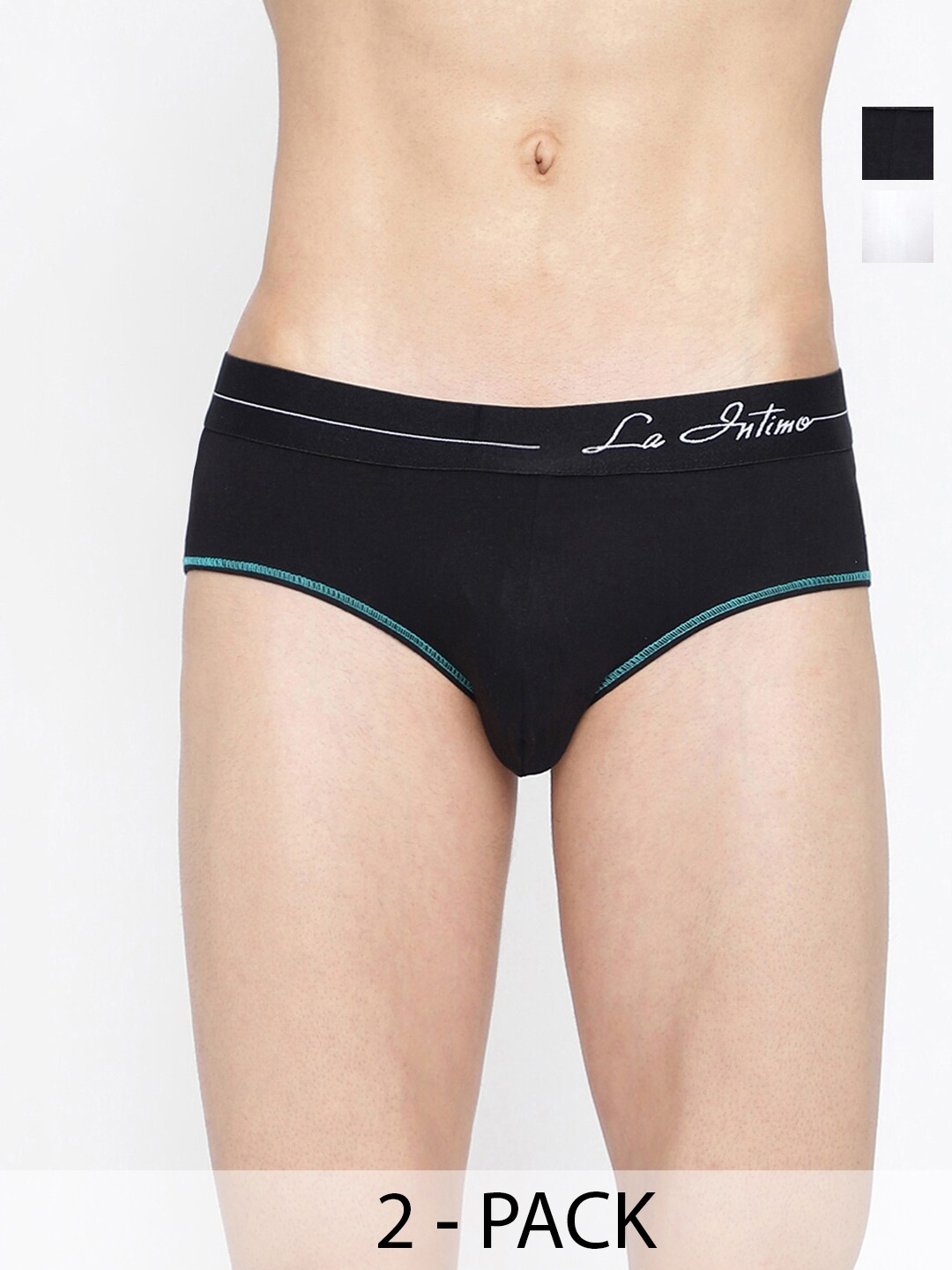 

La Intimo Pack Of 2 Mid-Rise Basic Briefs LIBR040B, Black