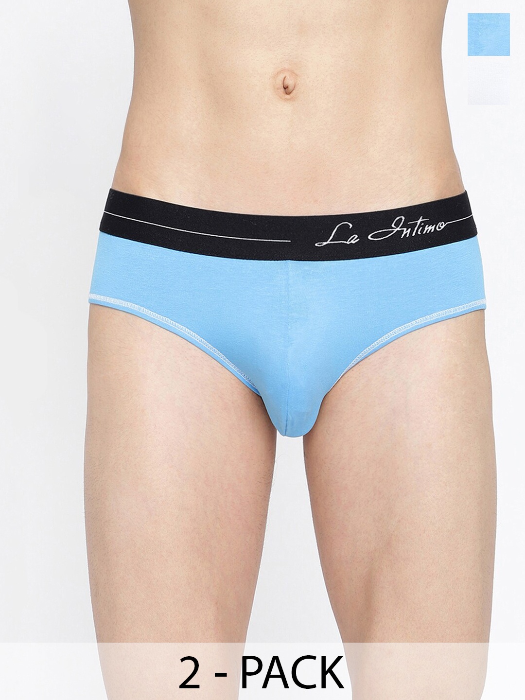 

La Intimo Pack of 2 Mid Rise Anti Microbial Briefs LIBR040B, Blue