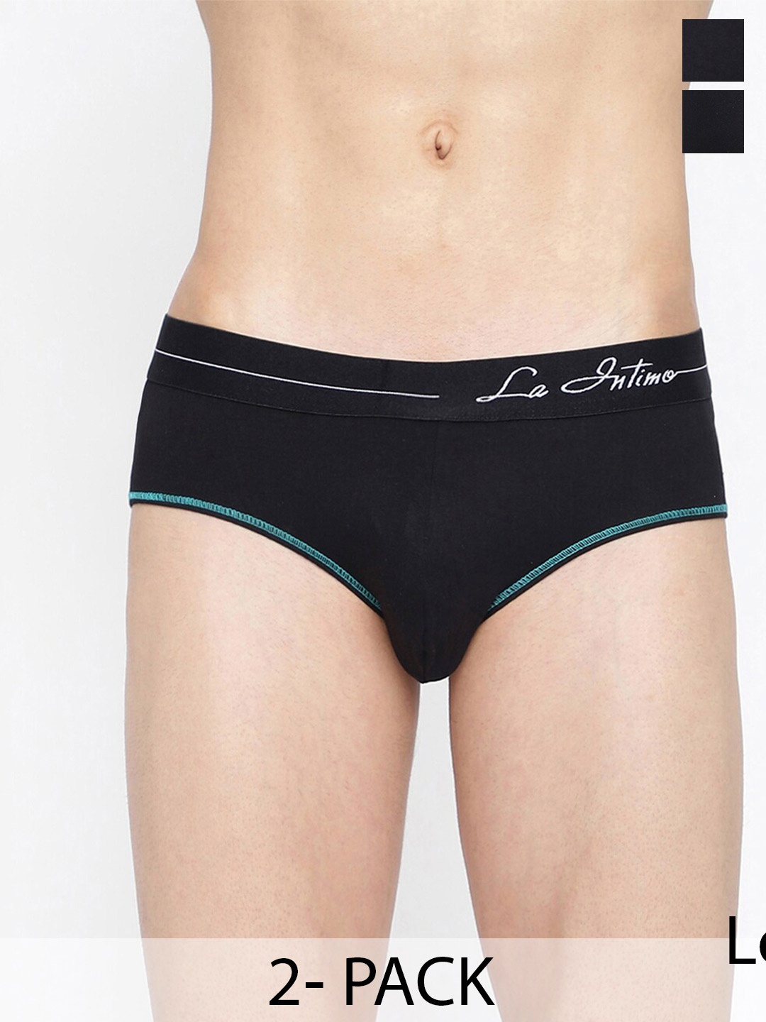 

La Intimo Pack of 2 Anti Microbial Outer Elastic Briefs LIBR040B, Black