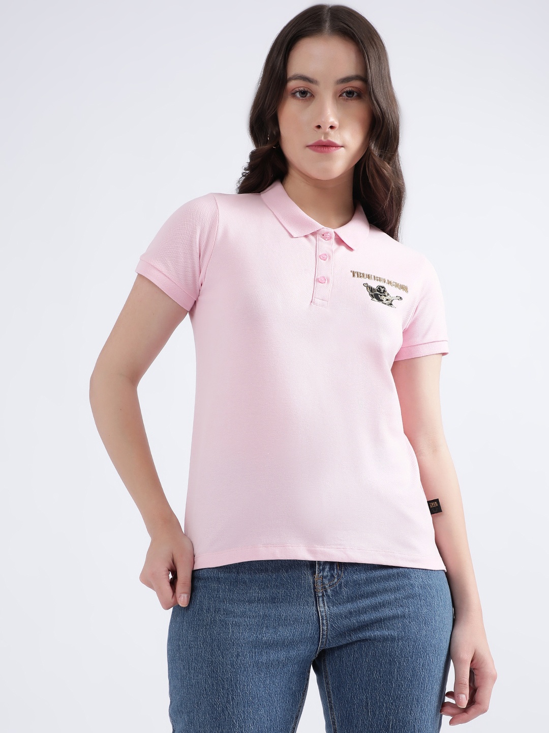 

True Religion Polo Collar Pure Cotton Casual T-shirt, Pink