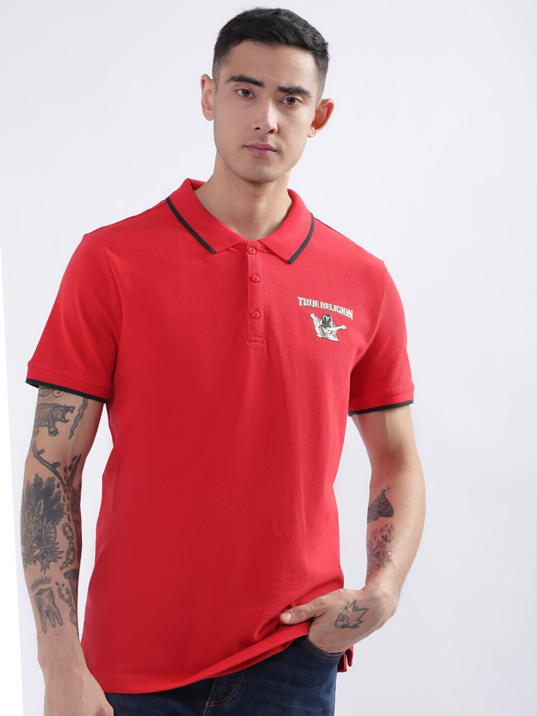 

True Religion Polo Collar T-shirt, Red