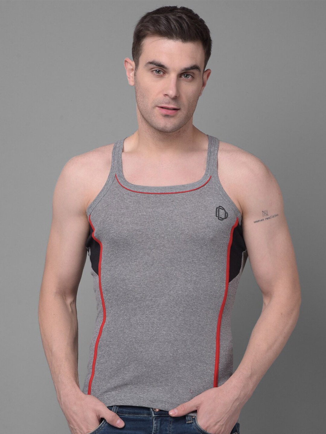

Dollar Bigboss Men Solid Cotton Racerback Styled Gym Vest, Assorted