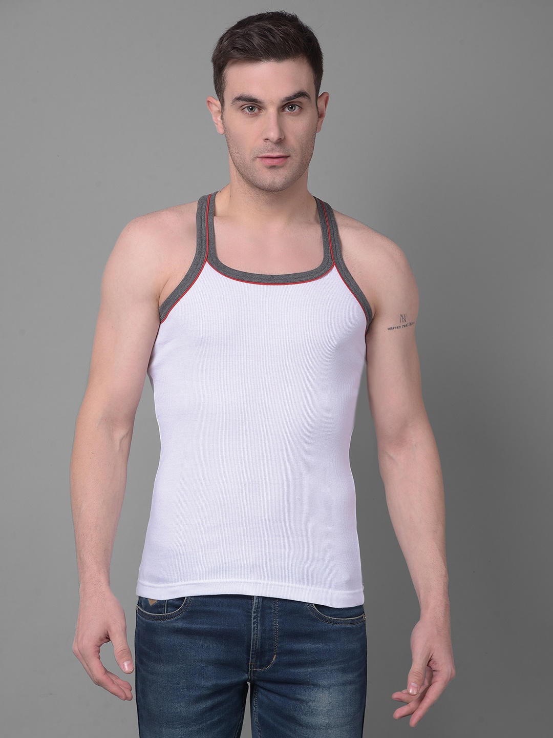 

Dollar Bigboss Men Solid Cotton Racerback Styled Gym Vest, Assorted