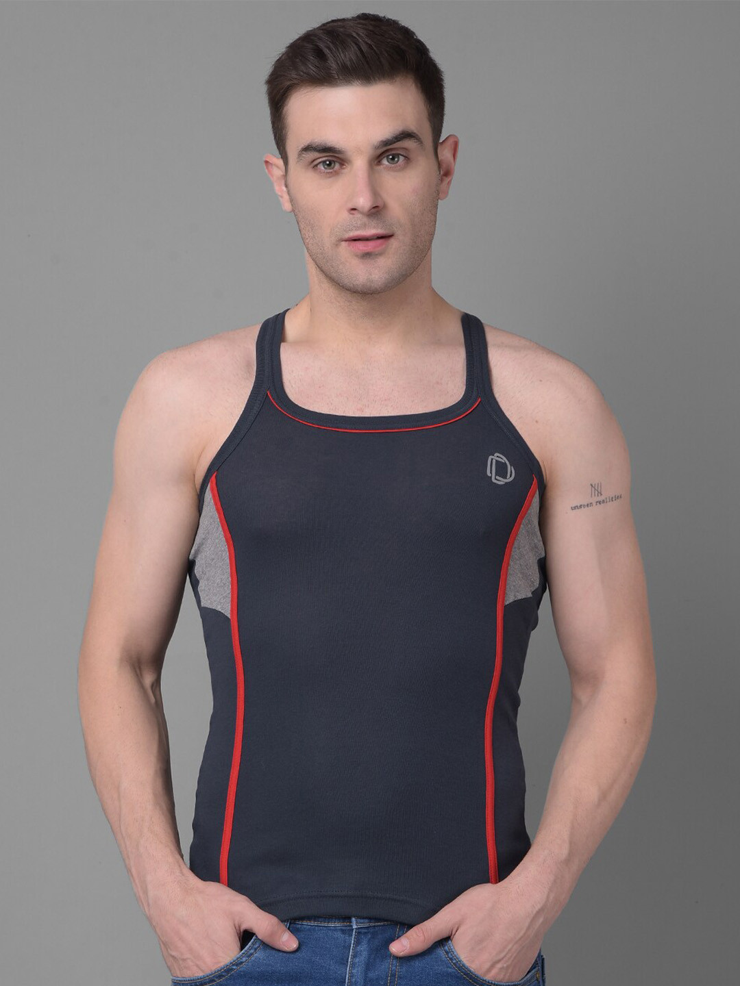 

Dollar Bigboss Men Solid Cotton Racerback Styled Gym Vest, Assorted