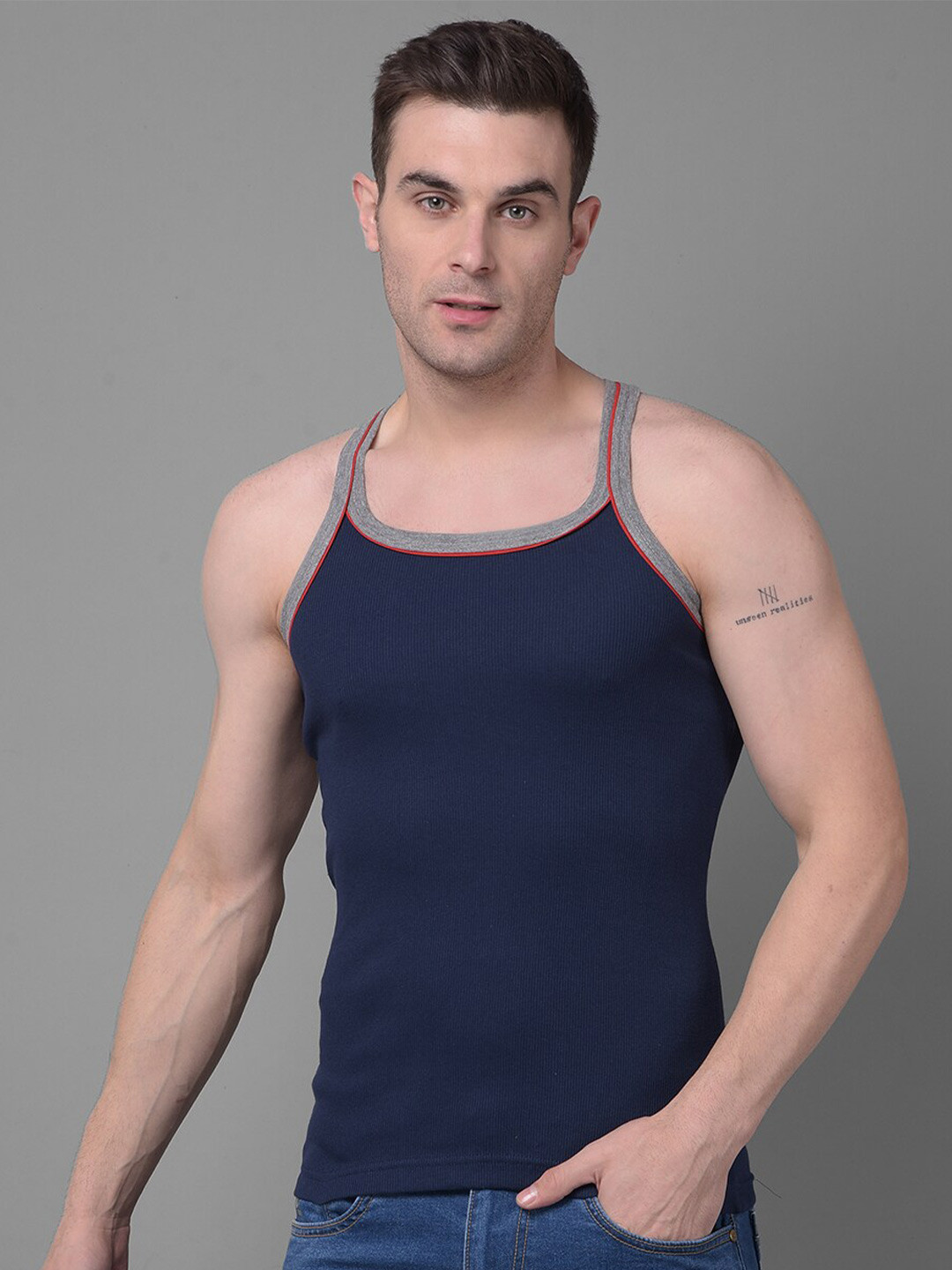 

Dollar Bigboss Men Solid Cotton Racerback Styled Gym Vest, Assorted