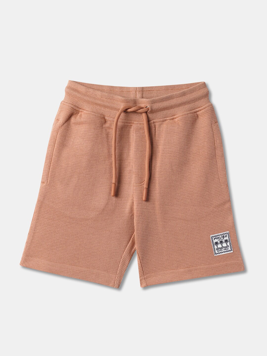 

R&B Boys Mid-Rise Cotton Shorts, Beige