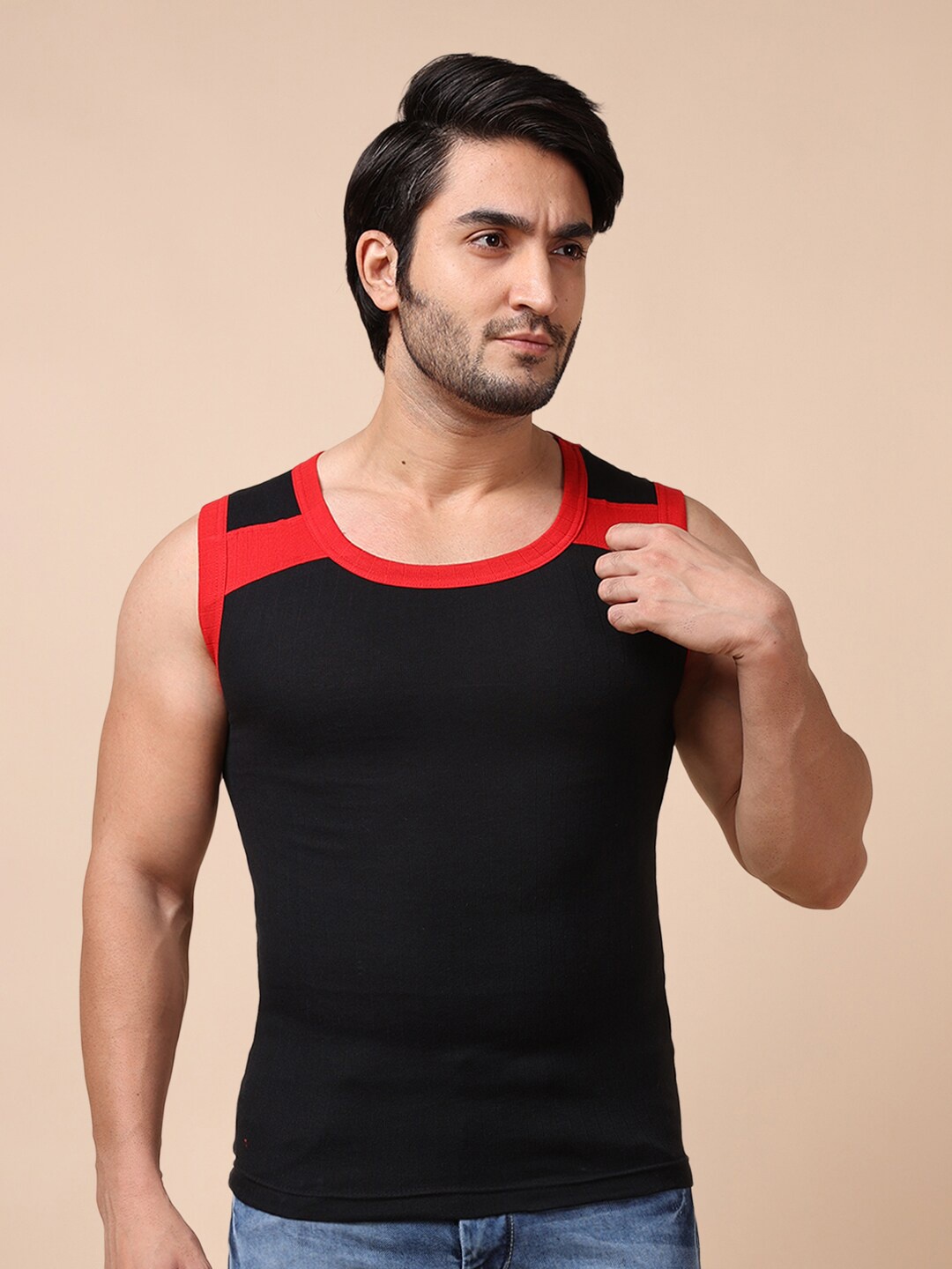 

Dollar Bigboss Men Solid Combed Cotton Racerback Styled Gym Vest, Assorted