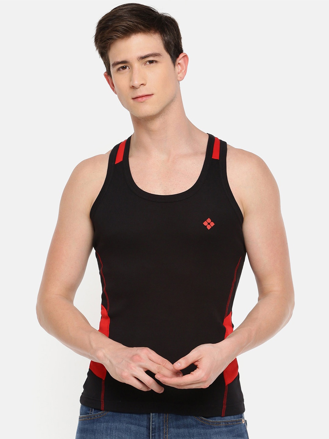 

Dollar Bigboss Men Solid Cotton Racerback Styled Gym Vest, Assorted