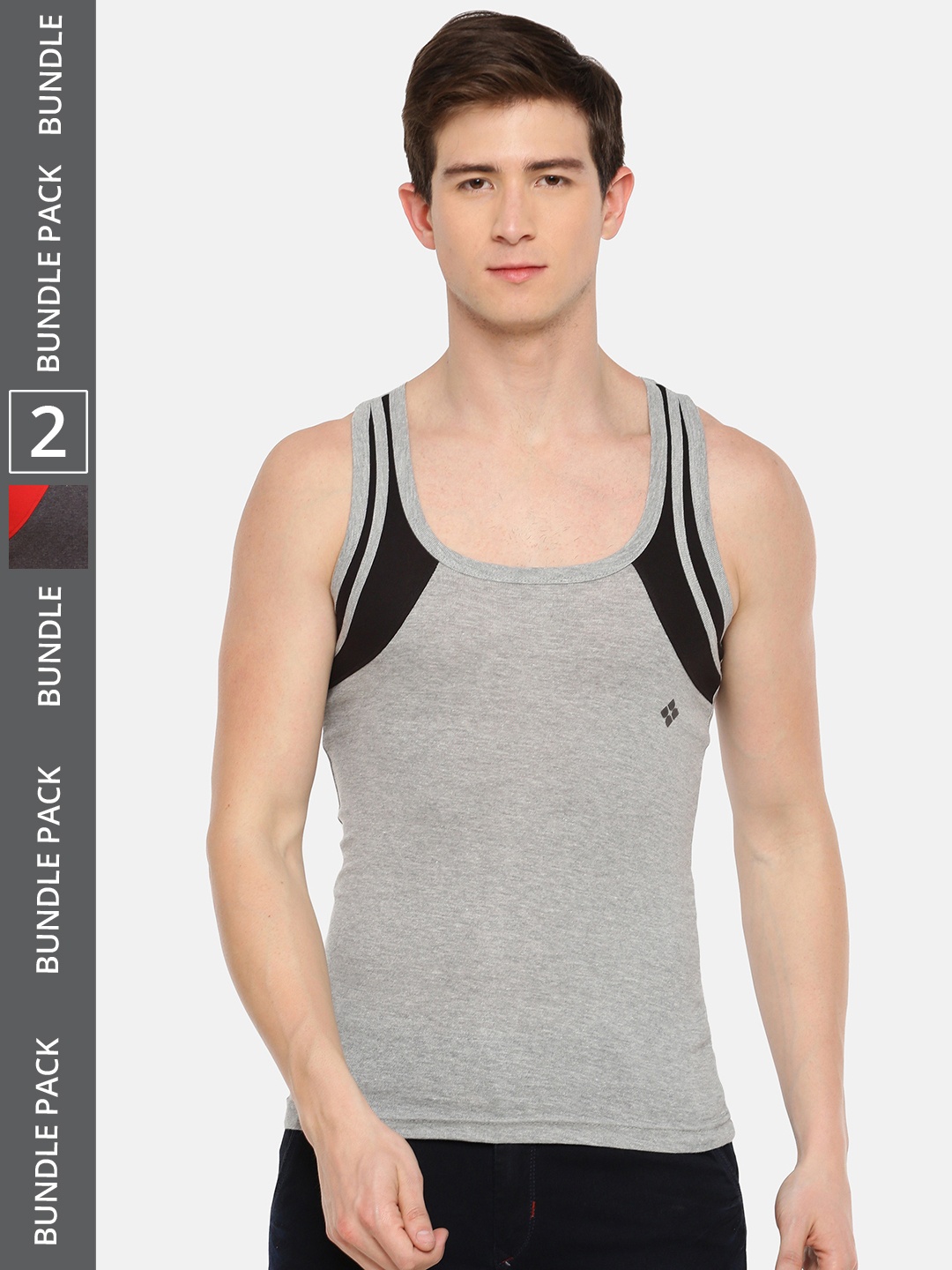 

Dollar Bigboss Men Solid Pack of 2 Cotton Racerback Styled Gym Vest, Assorted