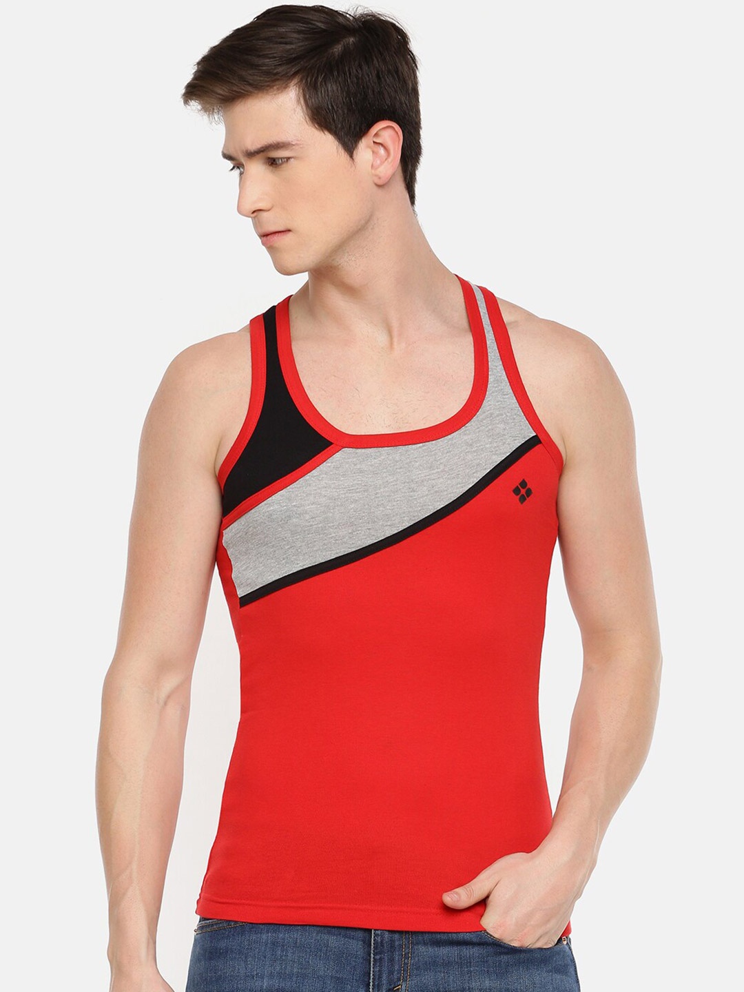 

Dollar Bigboss Men Solid Cotton Racerback Styled Gym Vest, Assorted