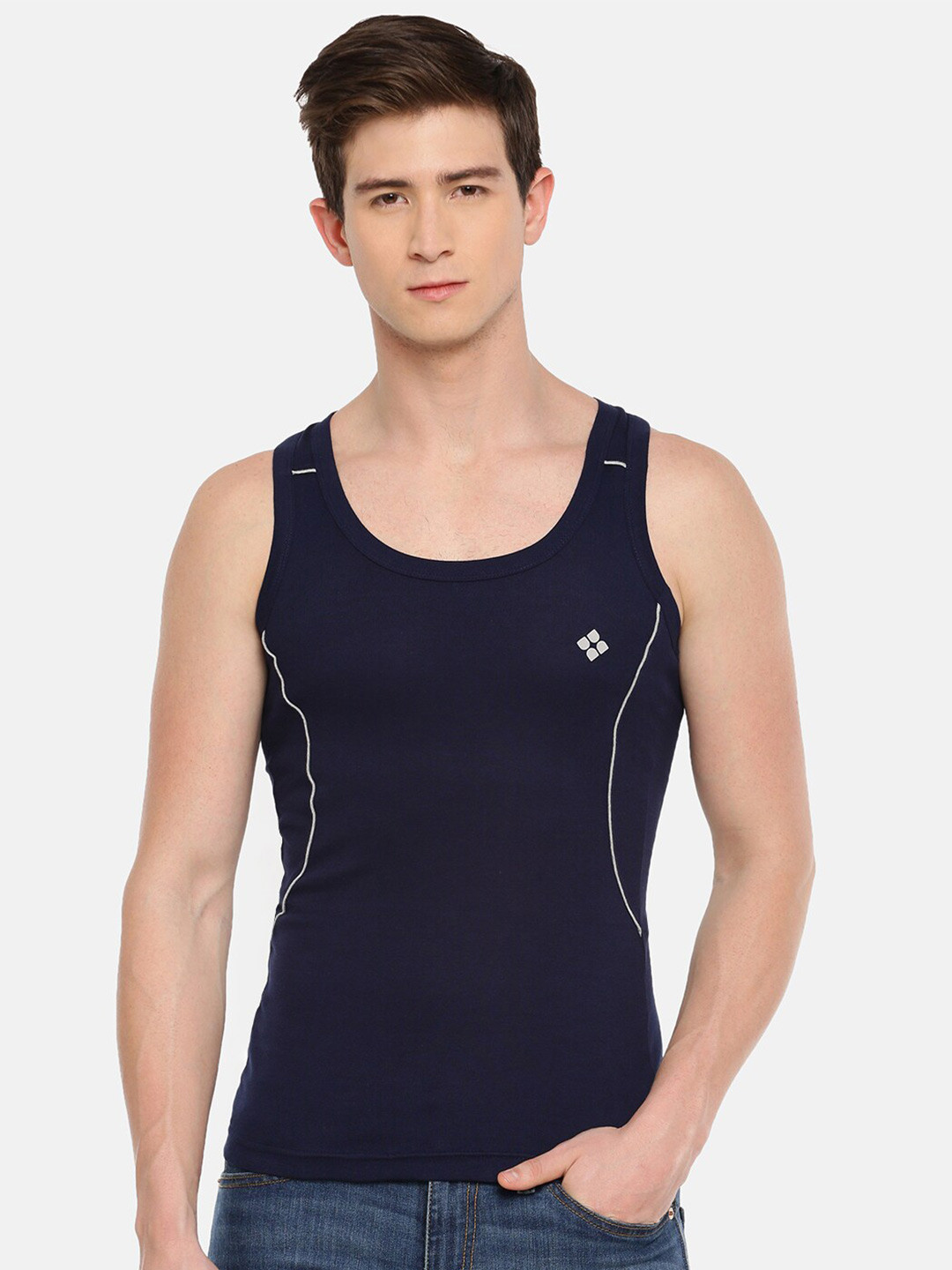 

Dollar Bigboss Men Solid Cotton Racerback Styled Gym Vest, Assorted
