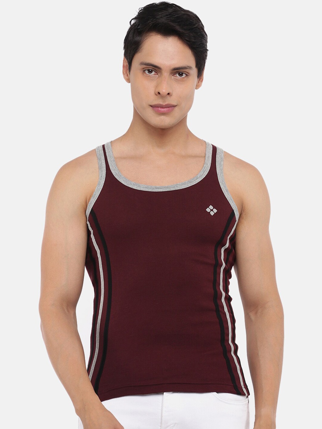 Dollar Bigboss Men Solid Cotton Racerback Styled Gym Vest, Assorted