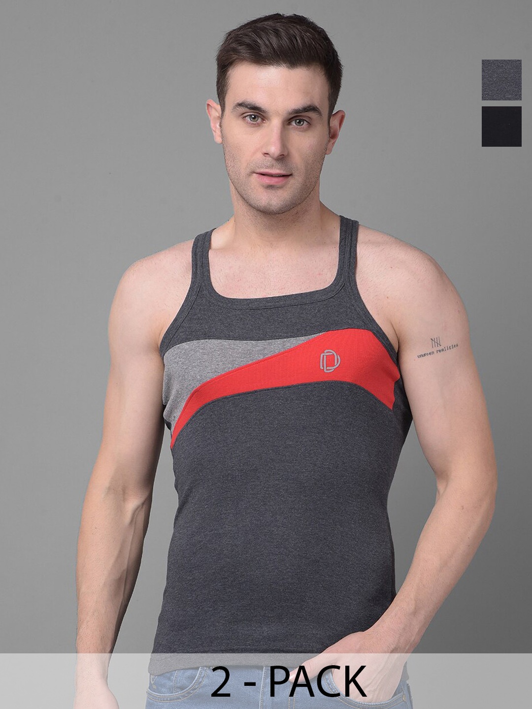 

Dollar Bigboss Pack Of 2 Racerback Styled Gym Vest MBB-12-E1-PO2-CO1-S24, Assorted