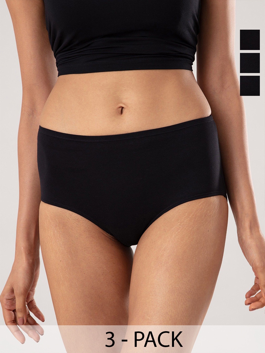 

Nykd Pack Of 3 Anti Odor Mid-Rise Bikini Briefs, Black