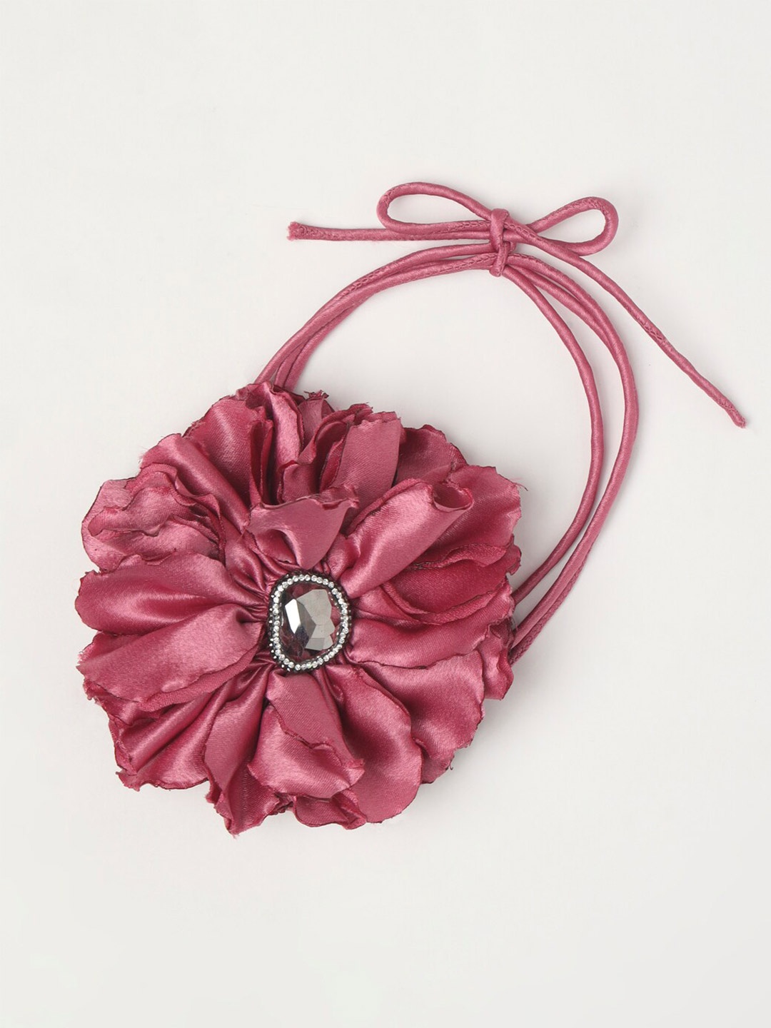 

DEPANO Satin Flower Chokers, Pink