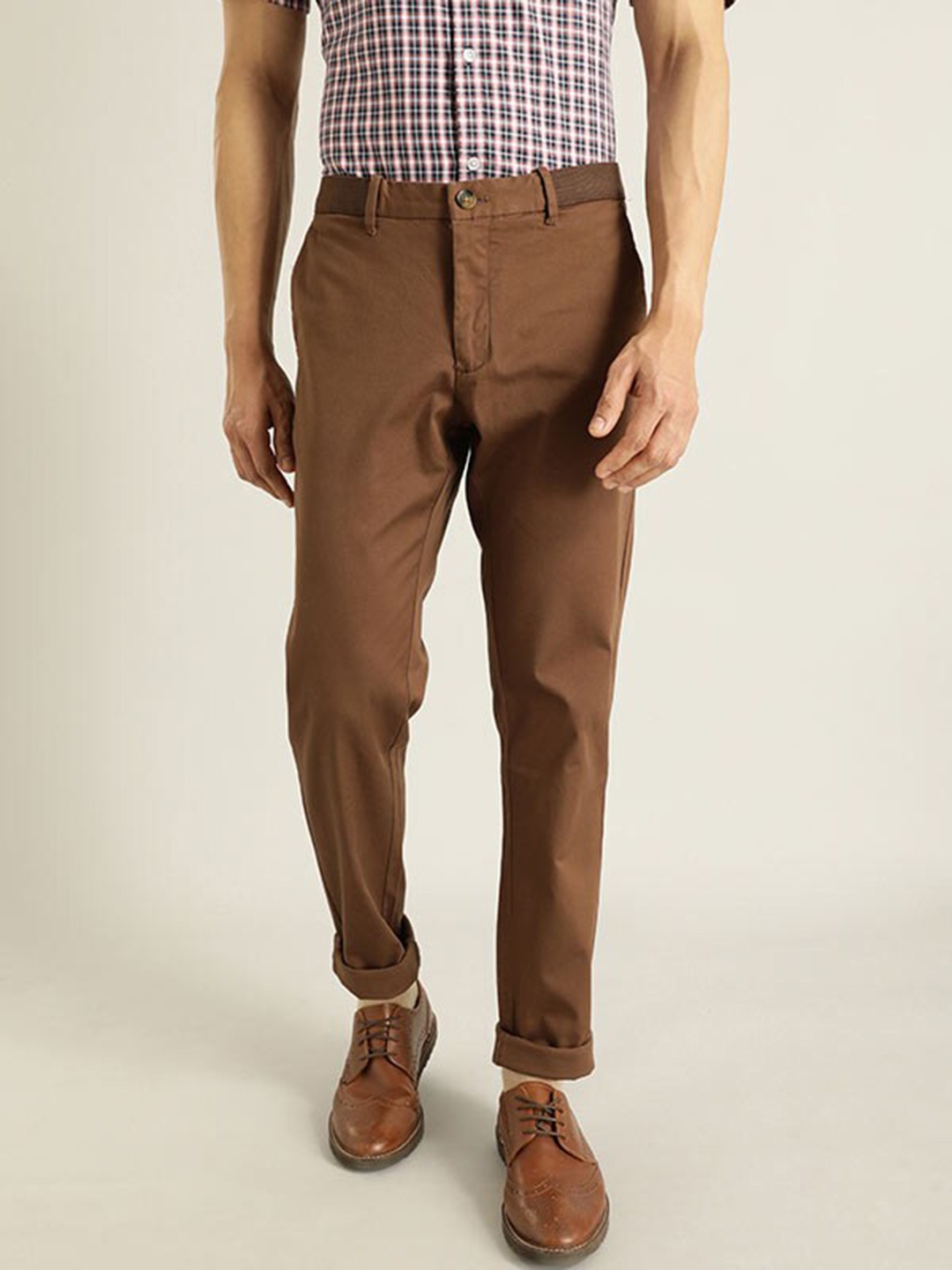 

Indian Terrain Men Brooklyn Slim Fit Regular Trouser, Brown