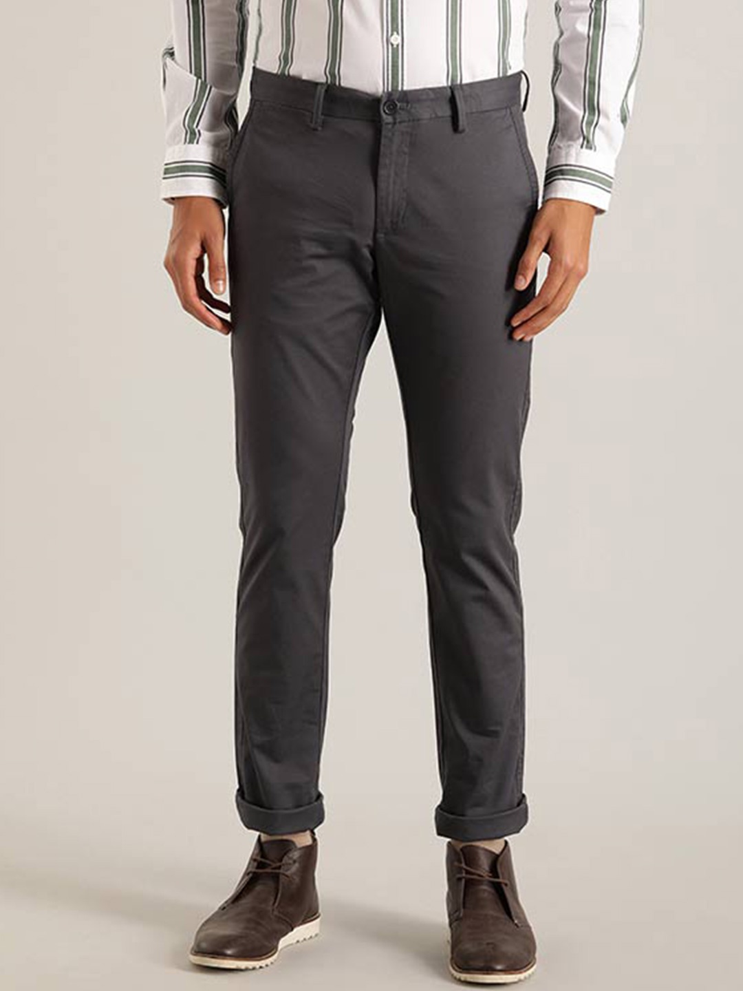 

Indian Terrain Men Brooklyn Slim Fit Regular Trouser, Grey