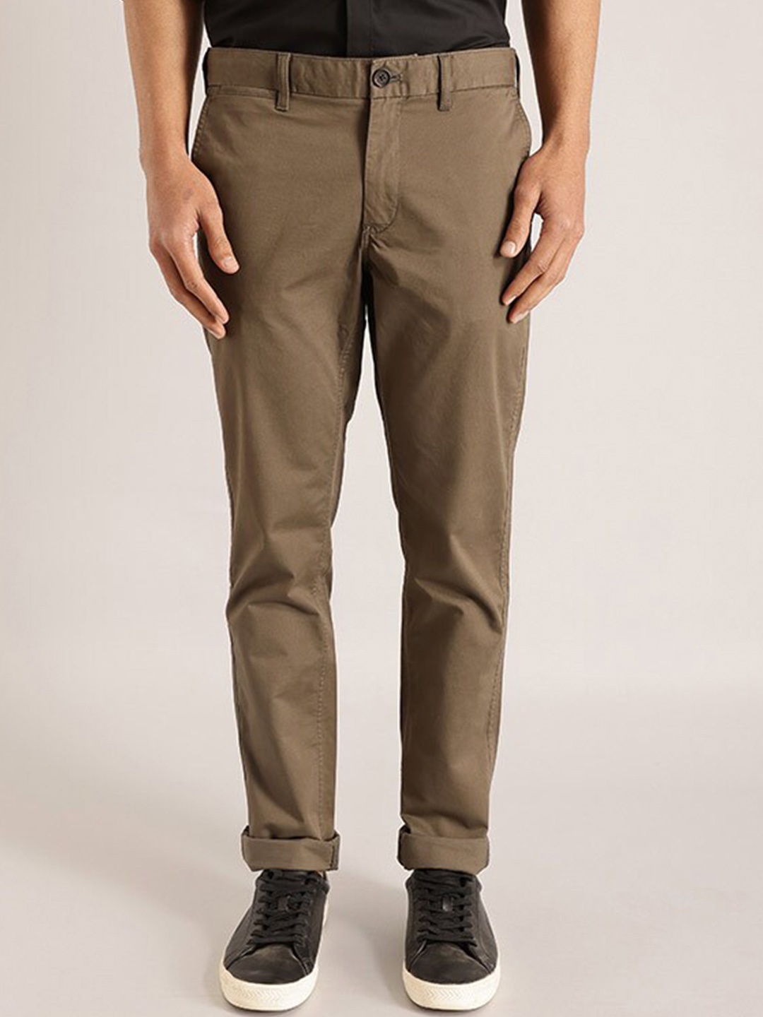 

Indian Terrain Men Brooklyn Slim Fit Chinos Trousers, Olive