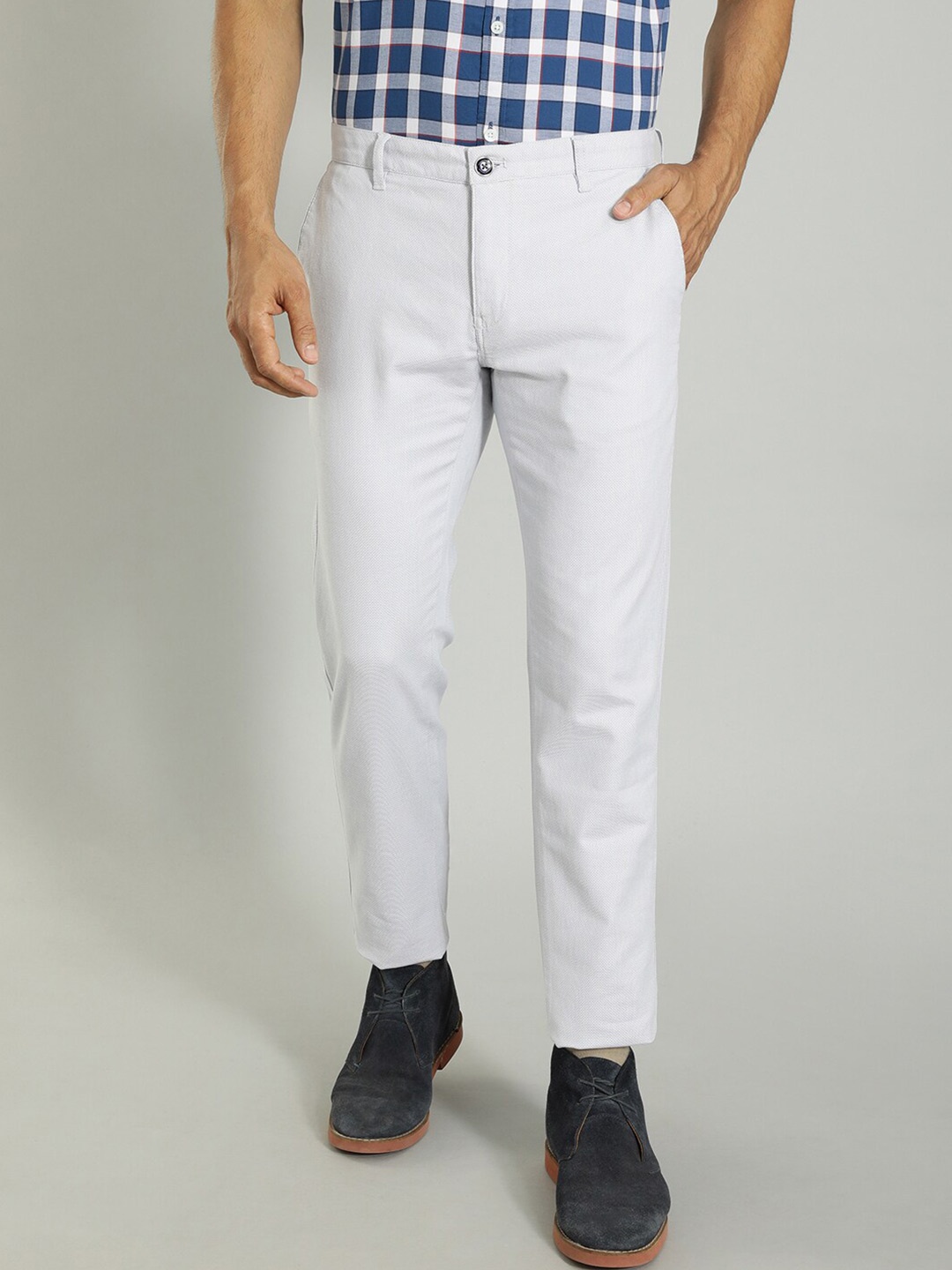 

Indian Terrain Men Brooklyn Slim Fit Mid Rise Trousers, White