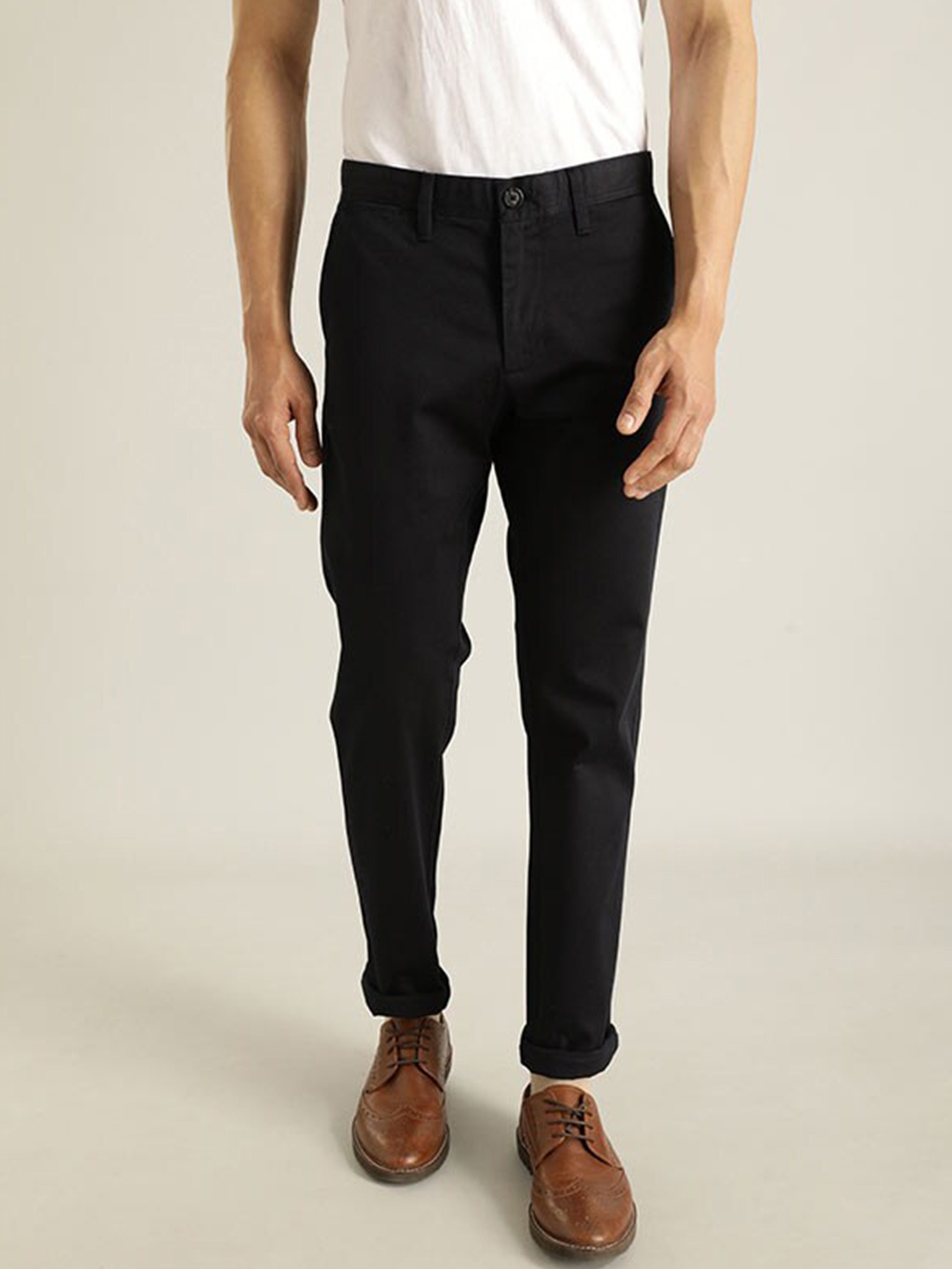 

Indian Terrain Men Brooklyn Slim Fit Trousers, Navy blue
