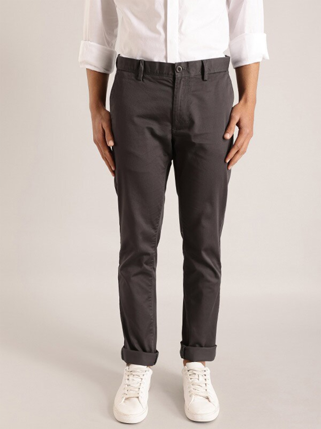 

Indian Terrain Men Brooklyn Mid-Rise Slim Fit Trousers, Grey