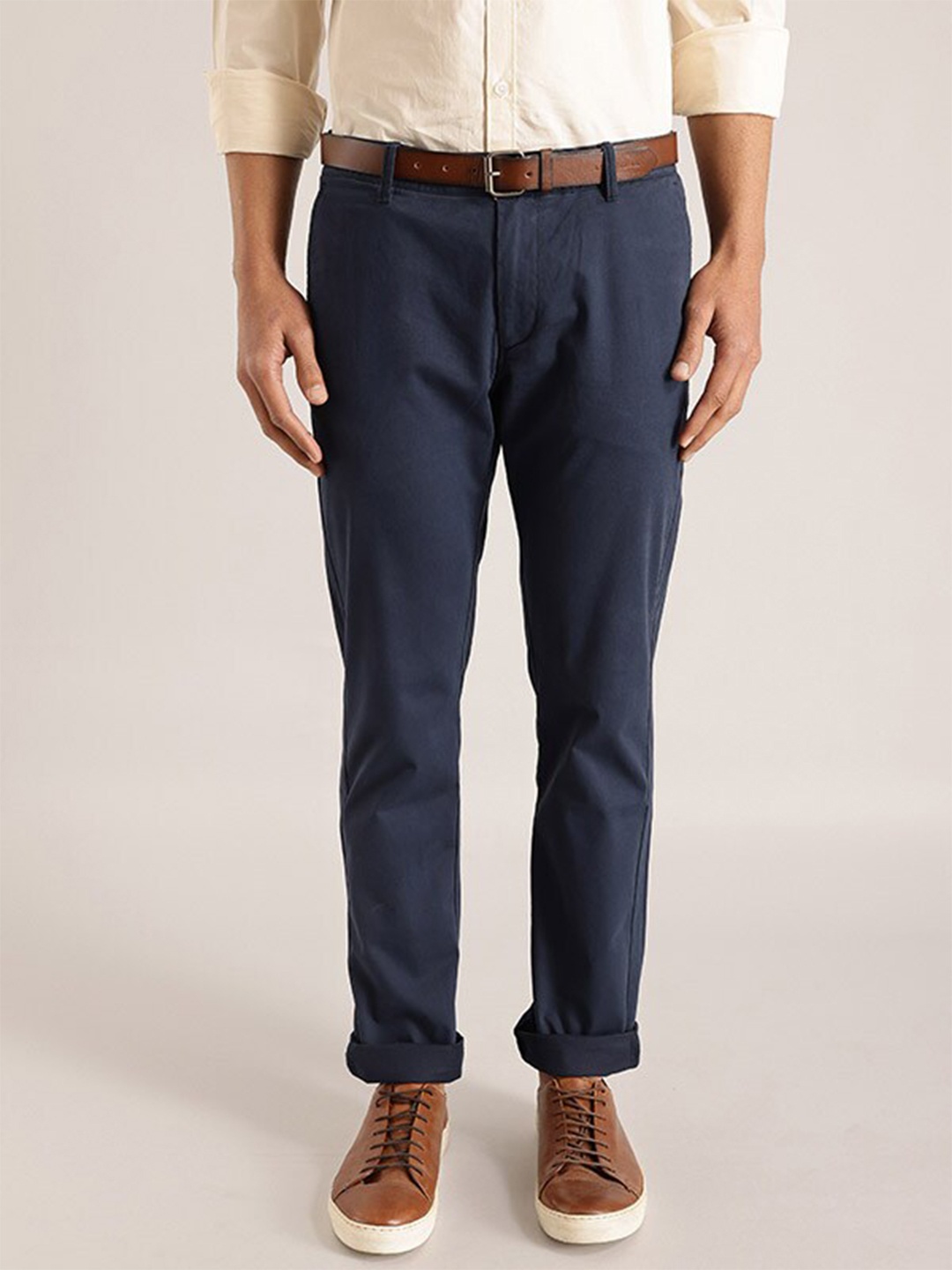 

Indian Terrain Men Brooklyn Slim Fit Chinos Trousers, Navy blue