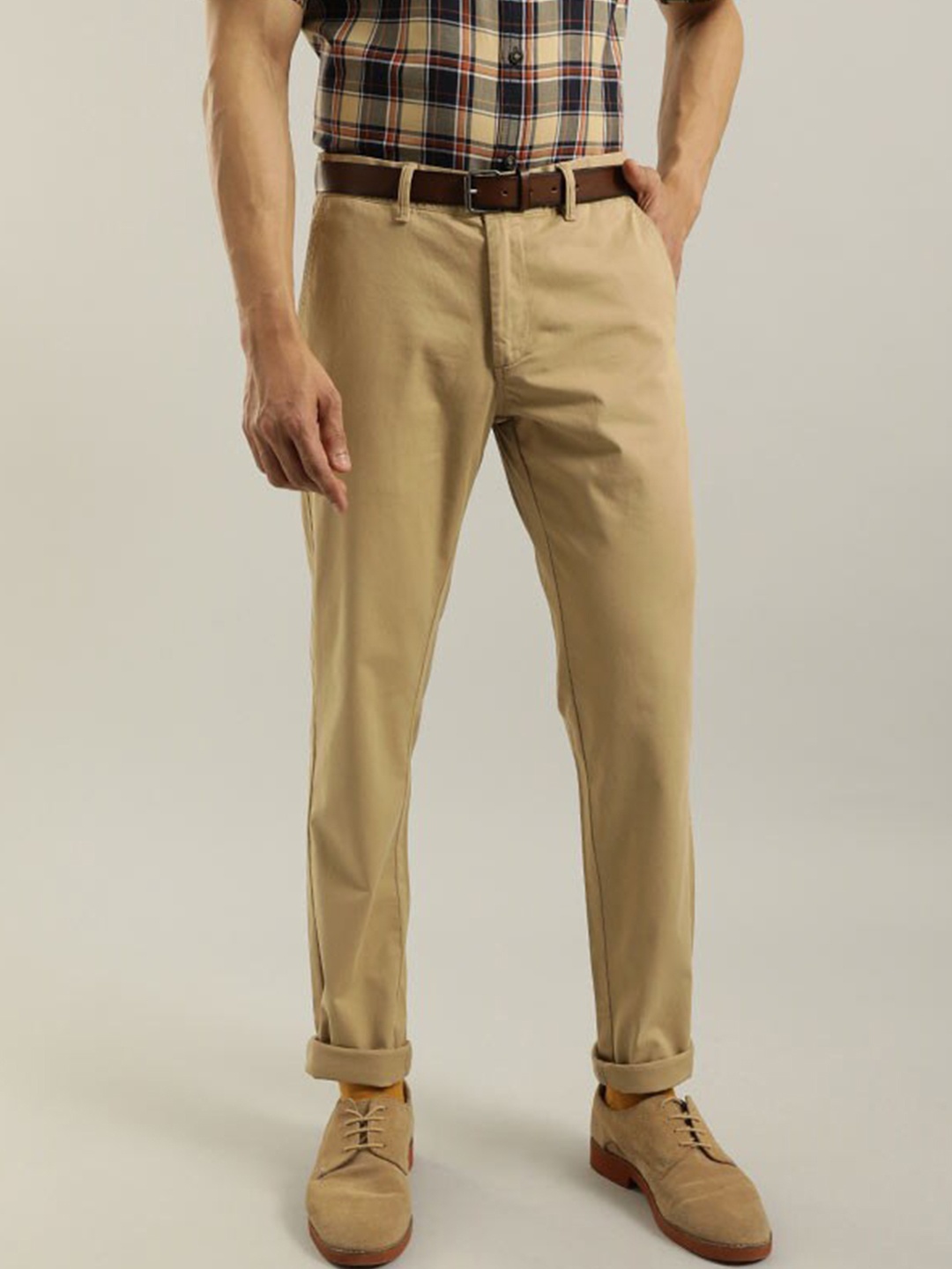 

Indian Terrain Men Khaki Brooklyn Slim Fit Chinos Trousers