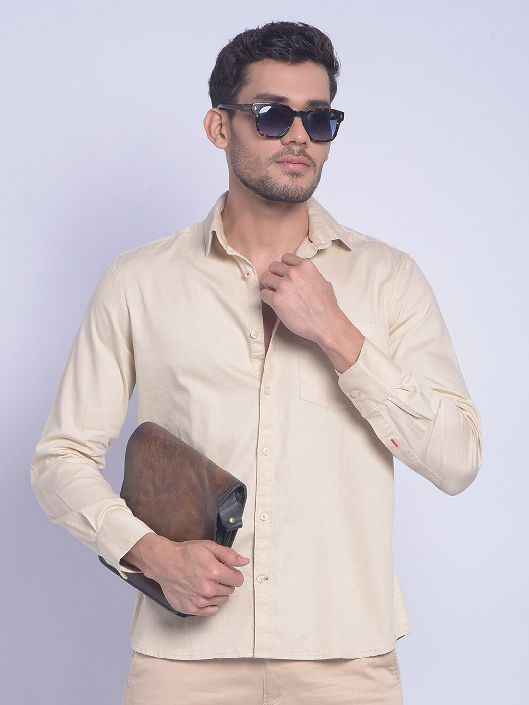 

Crimsoune Club Smart Slim Fit Pure Cotton Casual Shirt, Beige