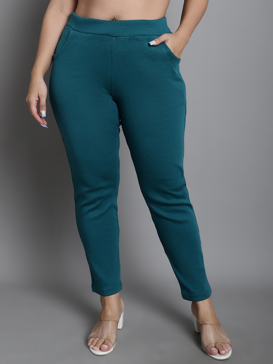 

TAG 7 PLUS Size Mid-Rise Ankle-Length Leggings, Teal