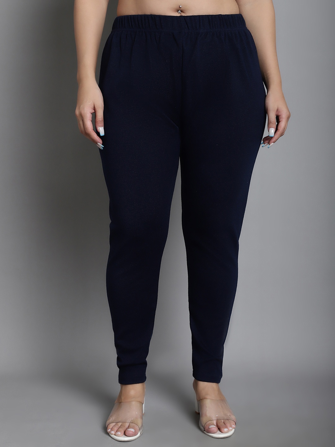 

TAG 7 PLUS Size Mid-Rise Ankle-Length Leggings, Navy blue