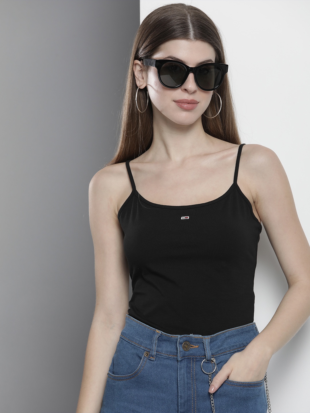 

Tommy Hilfiger Solid Shoulder Straps Regular Top, Black