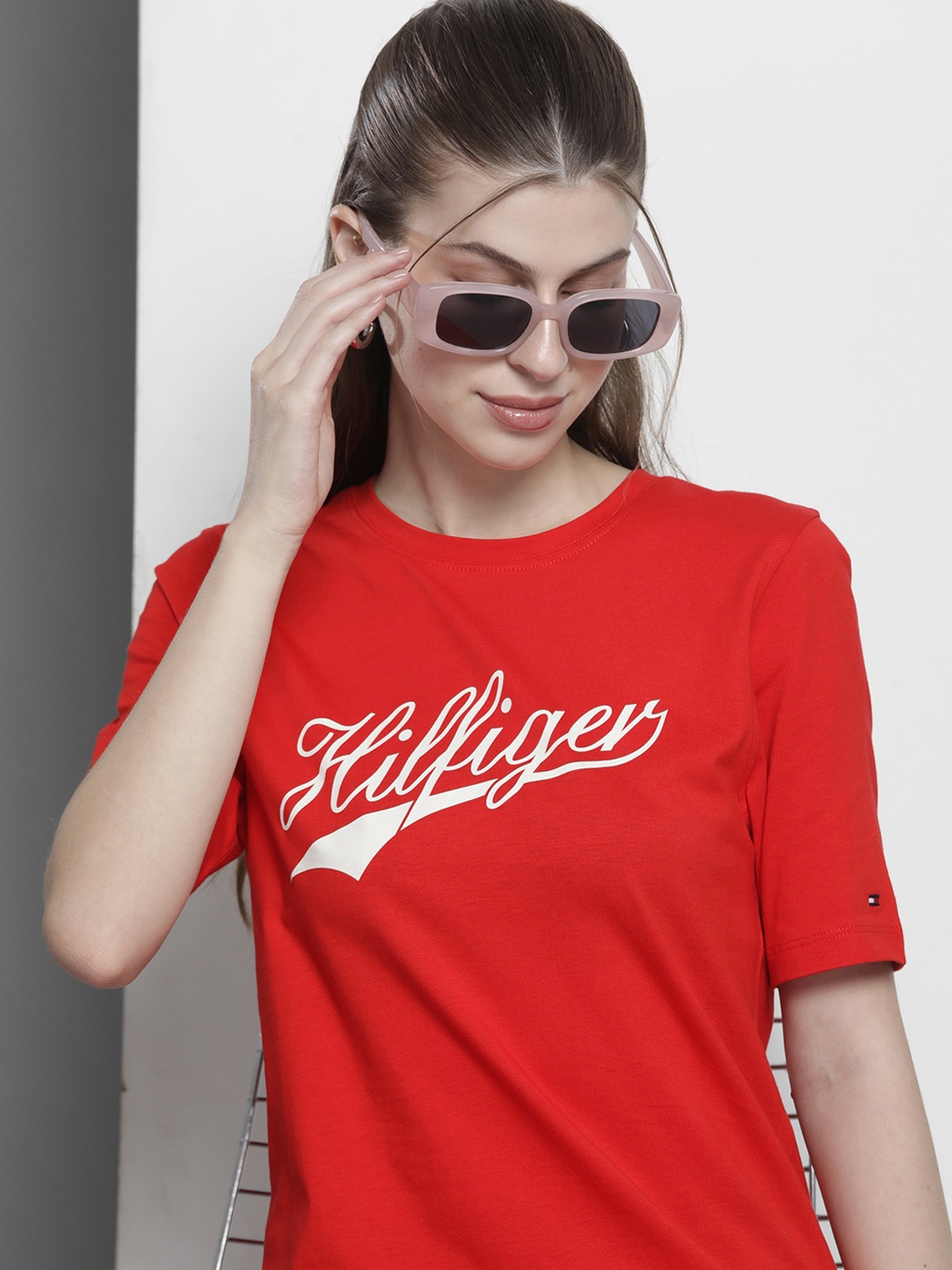 

Tommy Hilfiger Pure Cotton Brand Logo Printed T-shirt Dress, Red