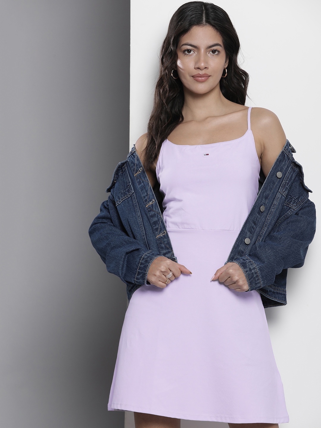 

Tommy Hilfiger Shoulder Straps A-Line Mini Dress, Lavender