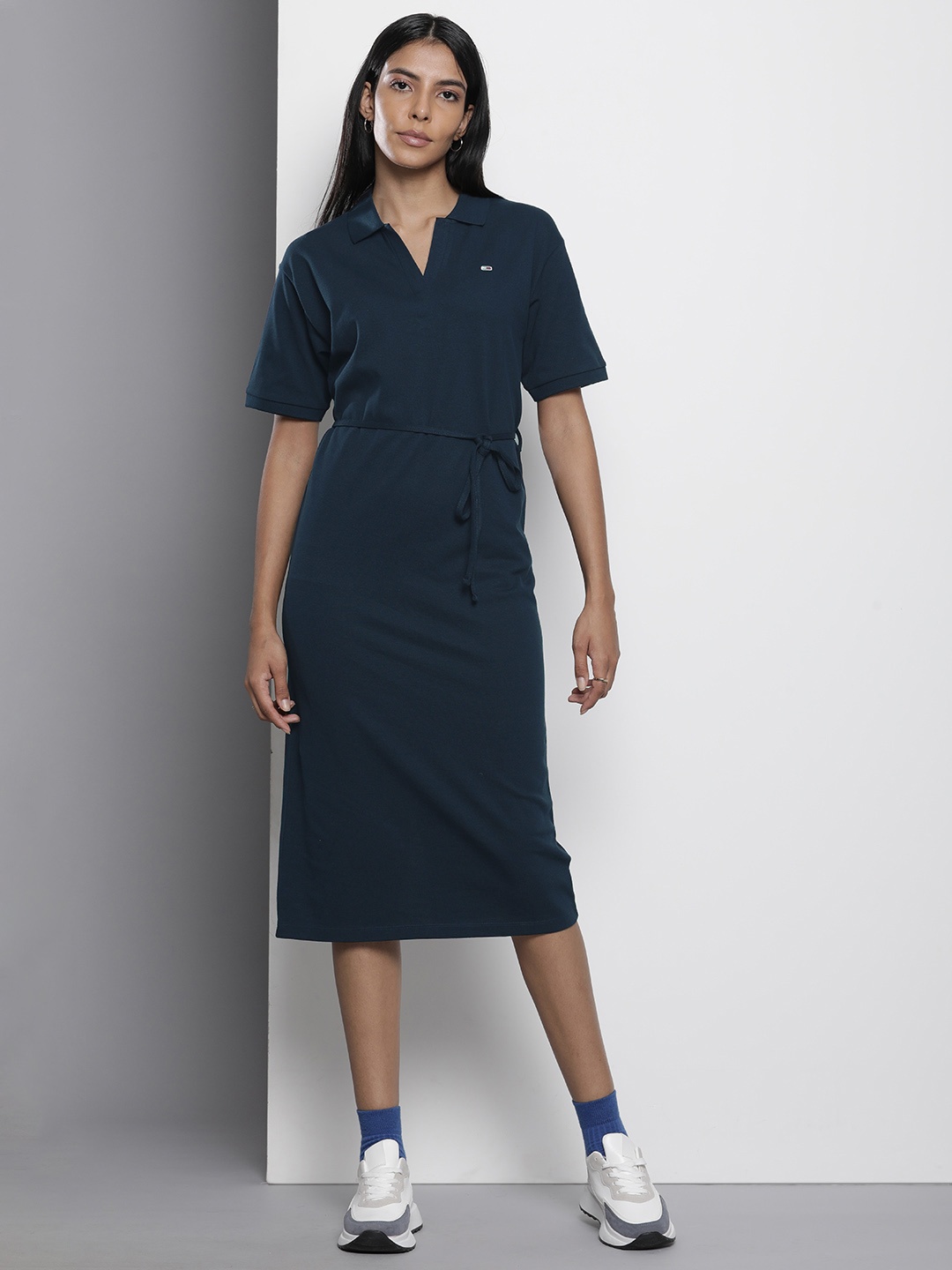 

Tommy Hilfiger Solid Tie Up Detail T-shirt Dress, Navy blue