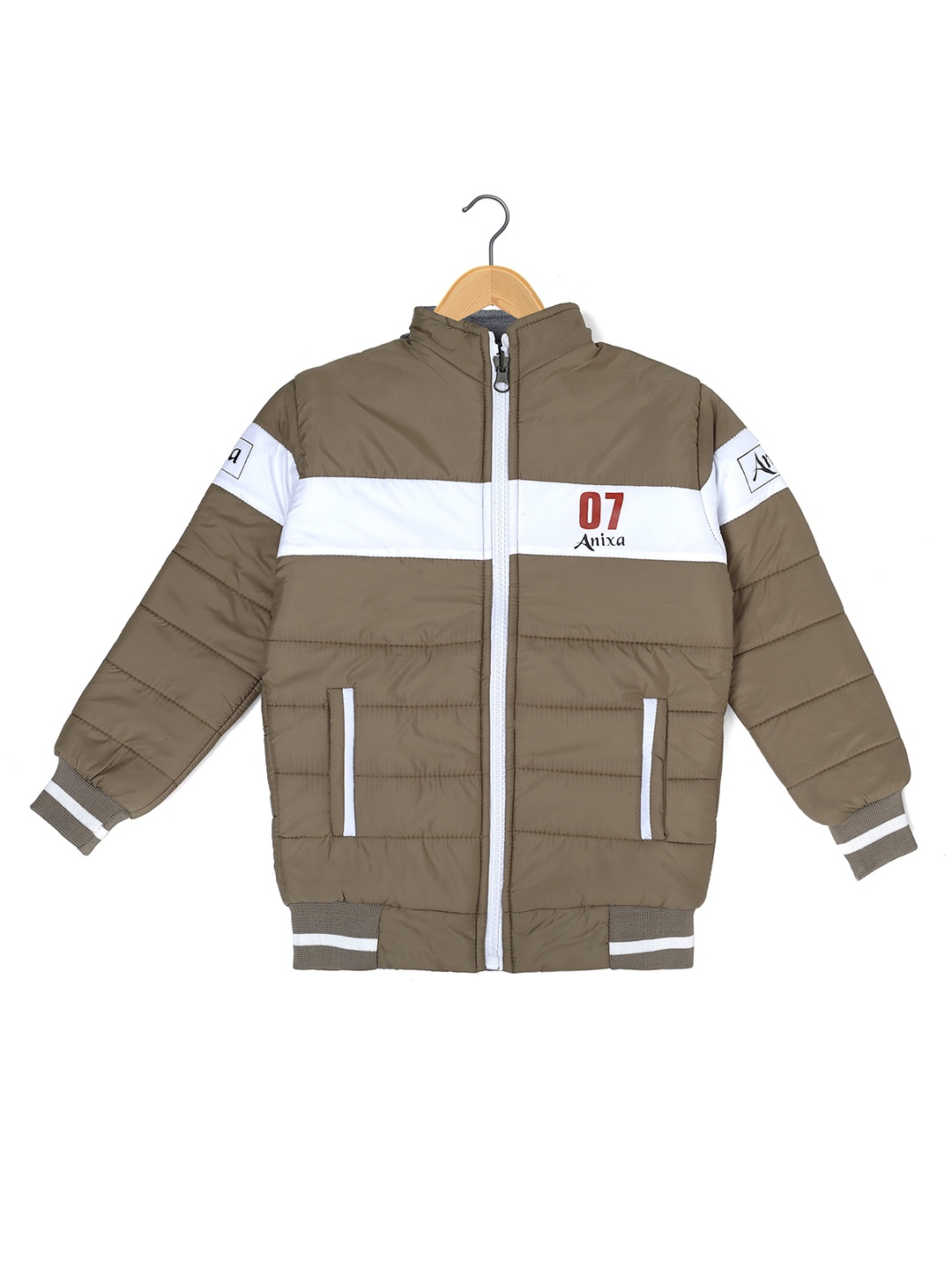 

Anixa Boys Colourblocked Hooded Lightweight Padded Jacket, Beige