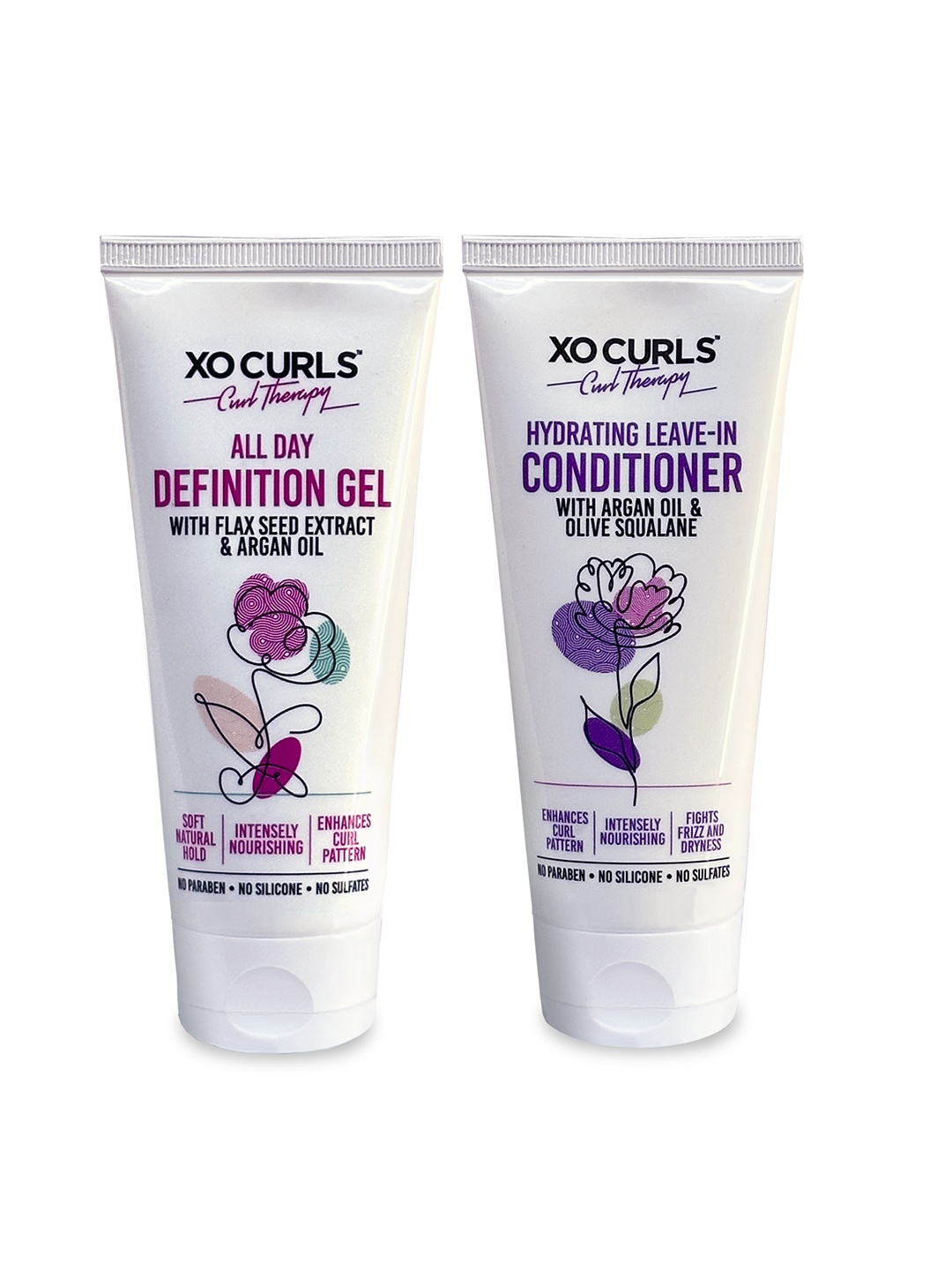 

XO CURLS All Day Definition Gel & Hydrating Leave-In Conditioner - 100ml Each, White