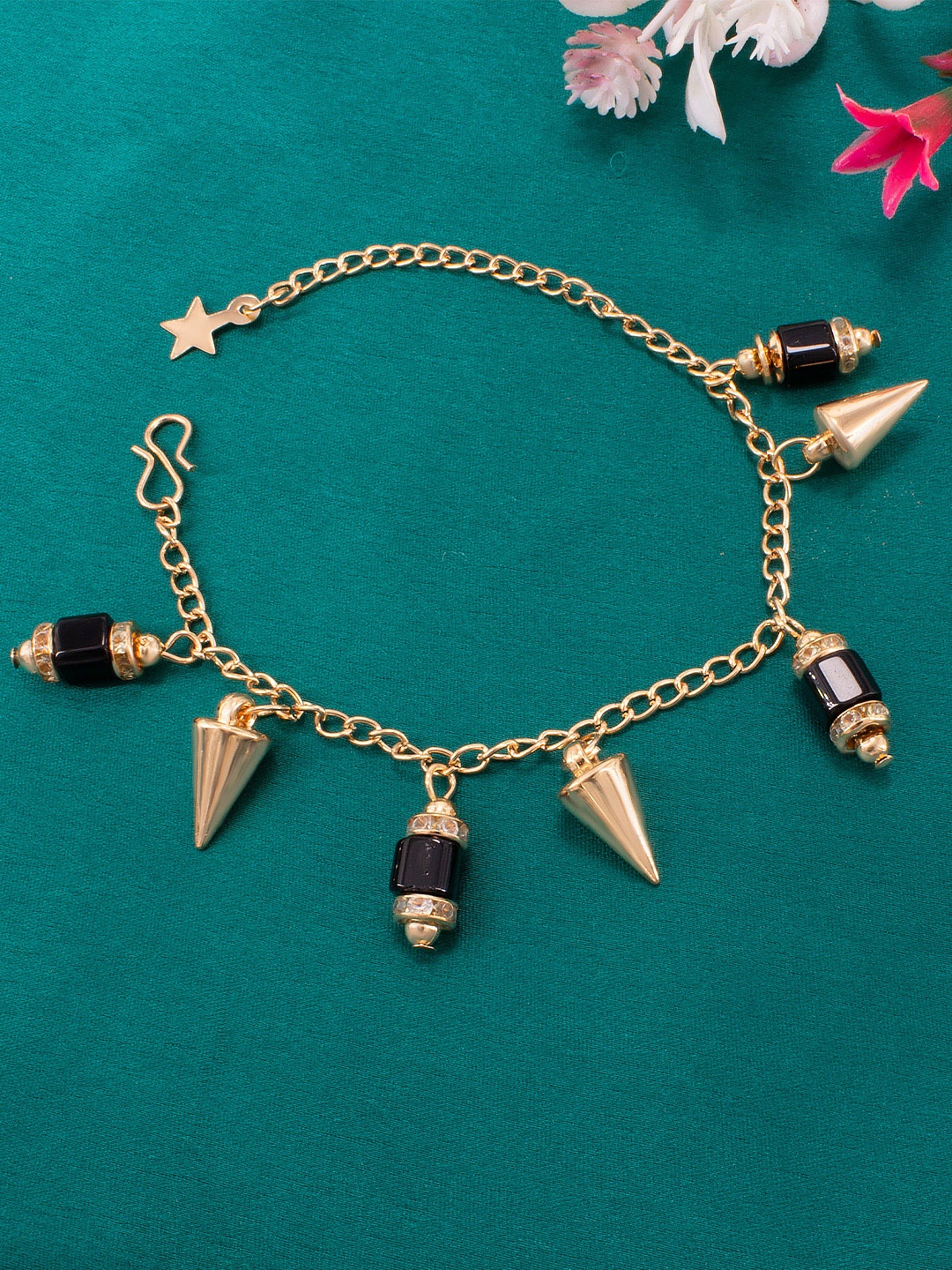 

PRIVIU Rose Gold-Plated Artificial Beads Beaded Anklet