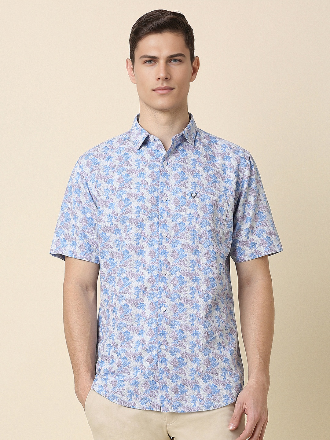 

Allen Solly Men Blue Slim Fit Floral Opaque Printed Casual Shirt