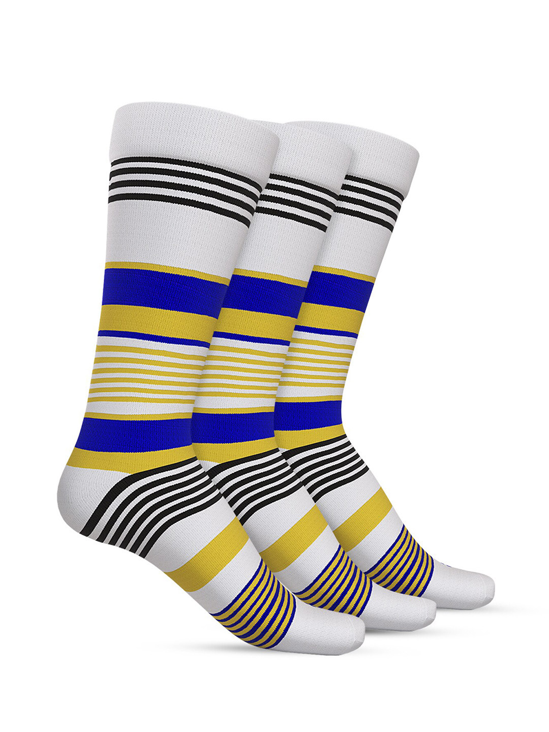 

TalkingSox Pack Of 3 Striped Calf Length Socks, Blue