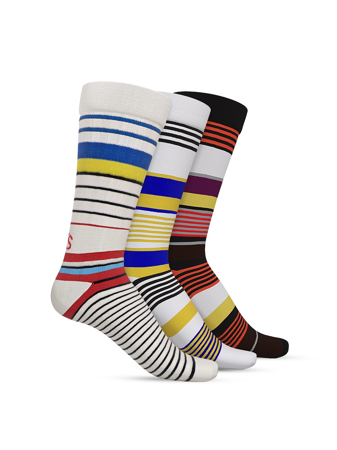 

TalkingSox Pack Of 3 Striped Calf Length Bamboo Socks, White