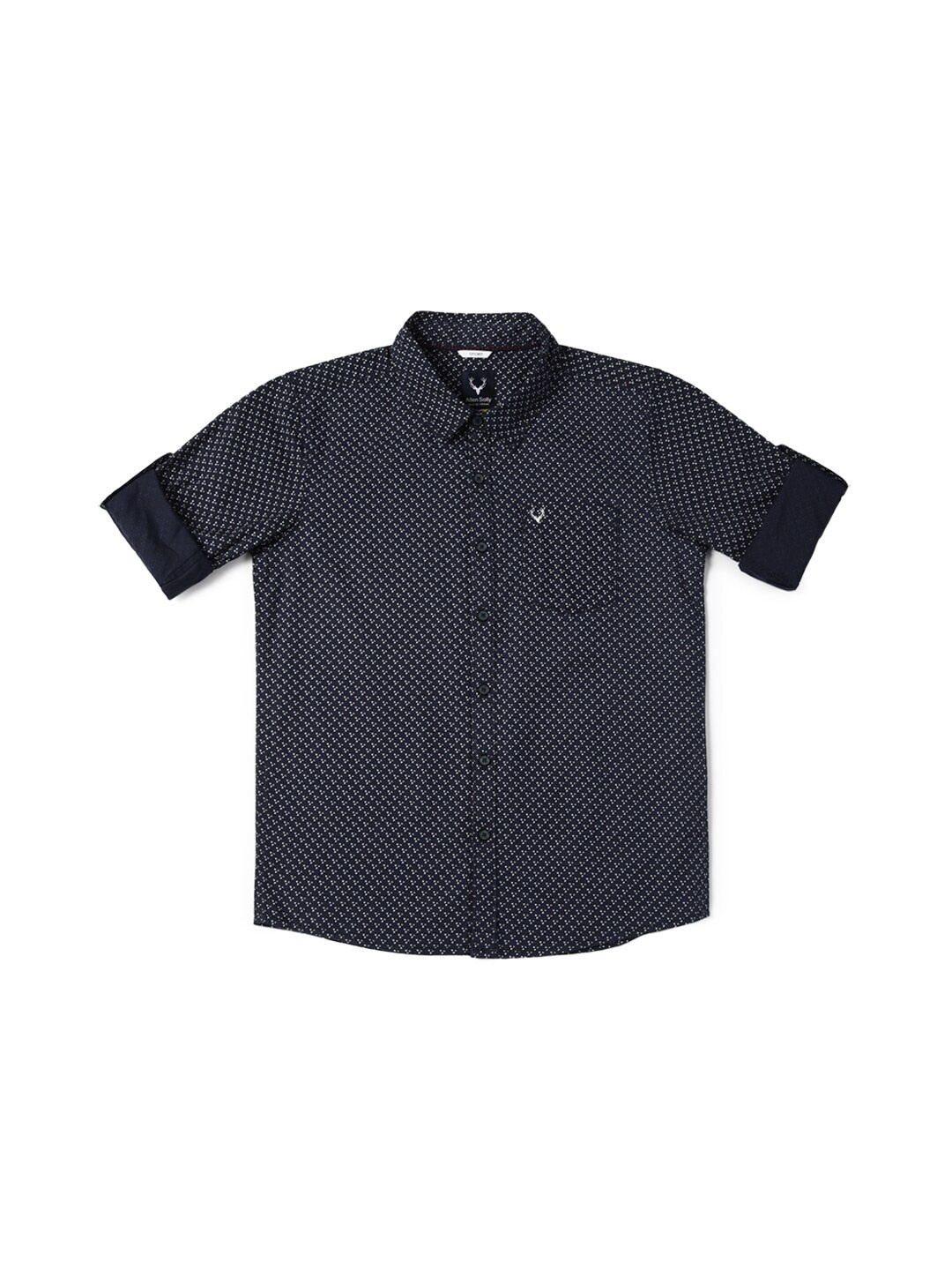 

Allen Solly Junior Slim Fit Ditsy Printed Opaque Casual Shirt, Navy blue
