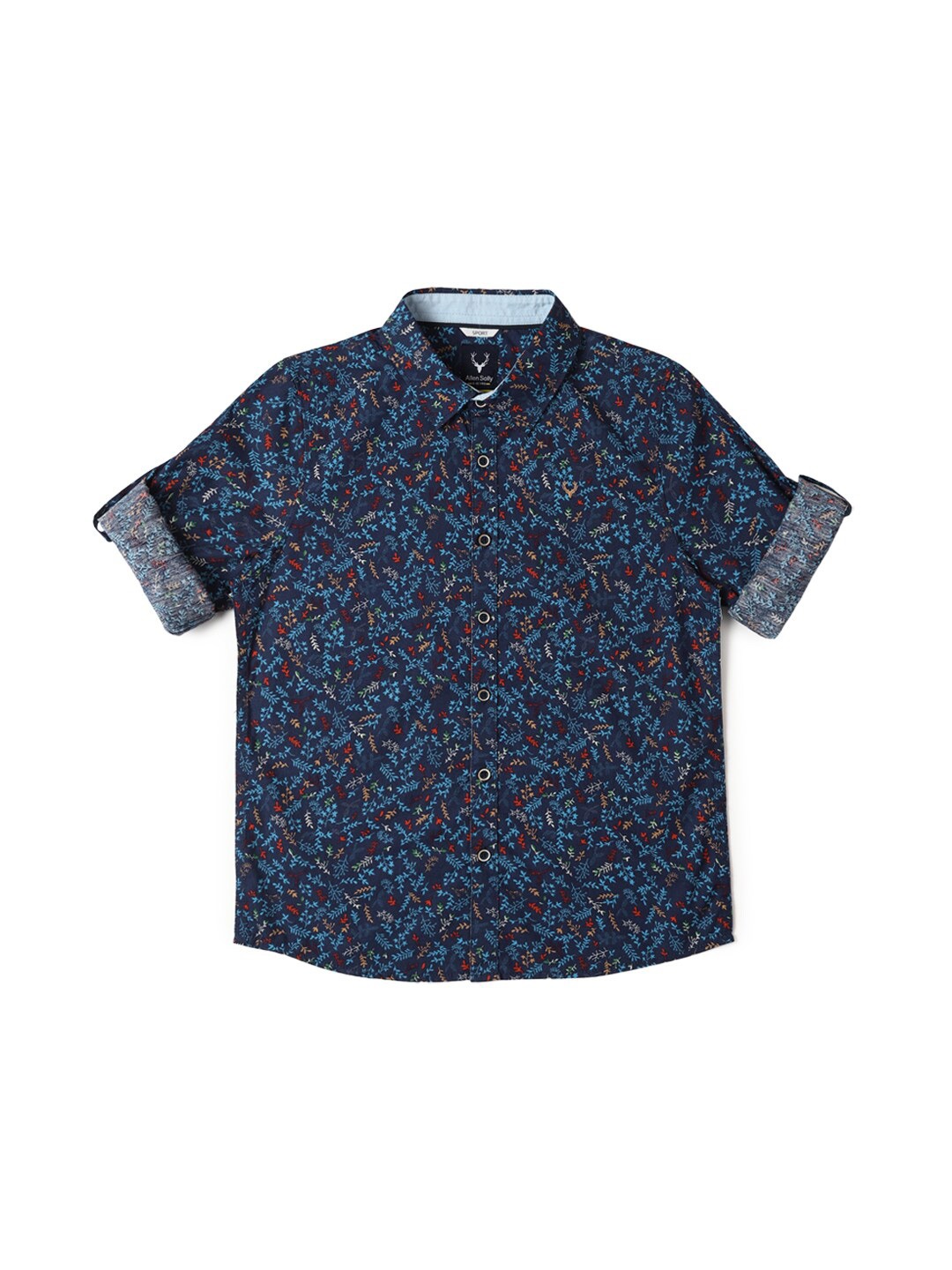 

Allen Solly Junior Boys Slim Fit Floral Printed Opaque Casual Shirt, Navy blue