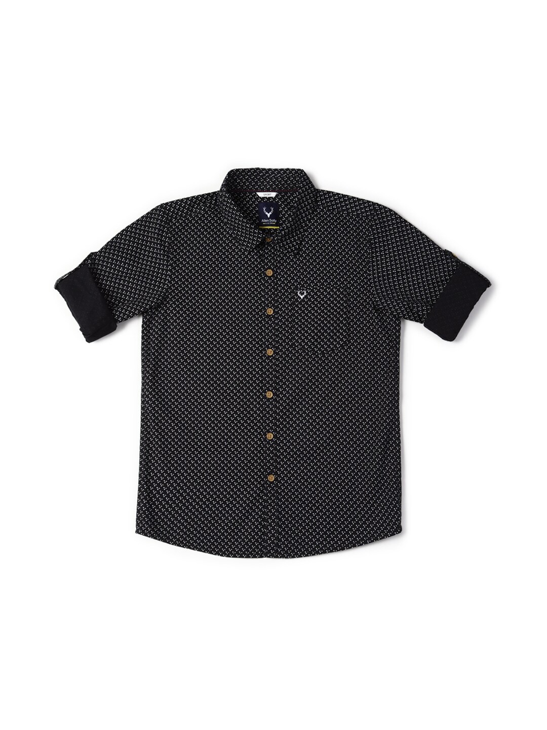 

Allen Solly Junior Boys Micro Ditsy Printed Slim Fit Opaque Casual Shirt, Black