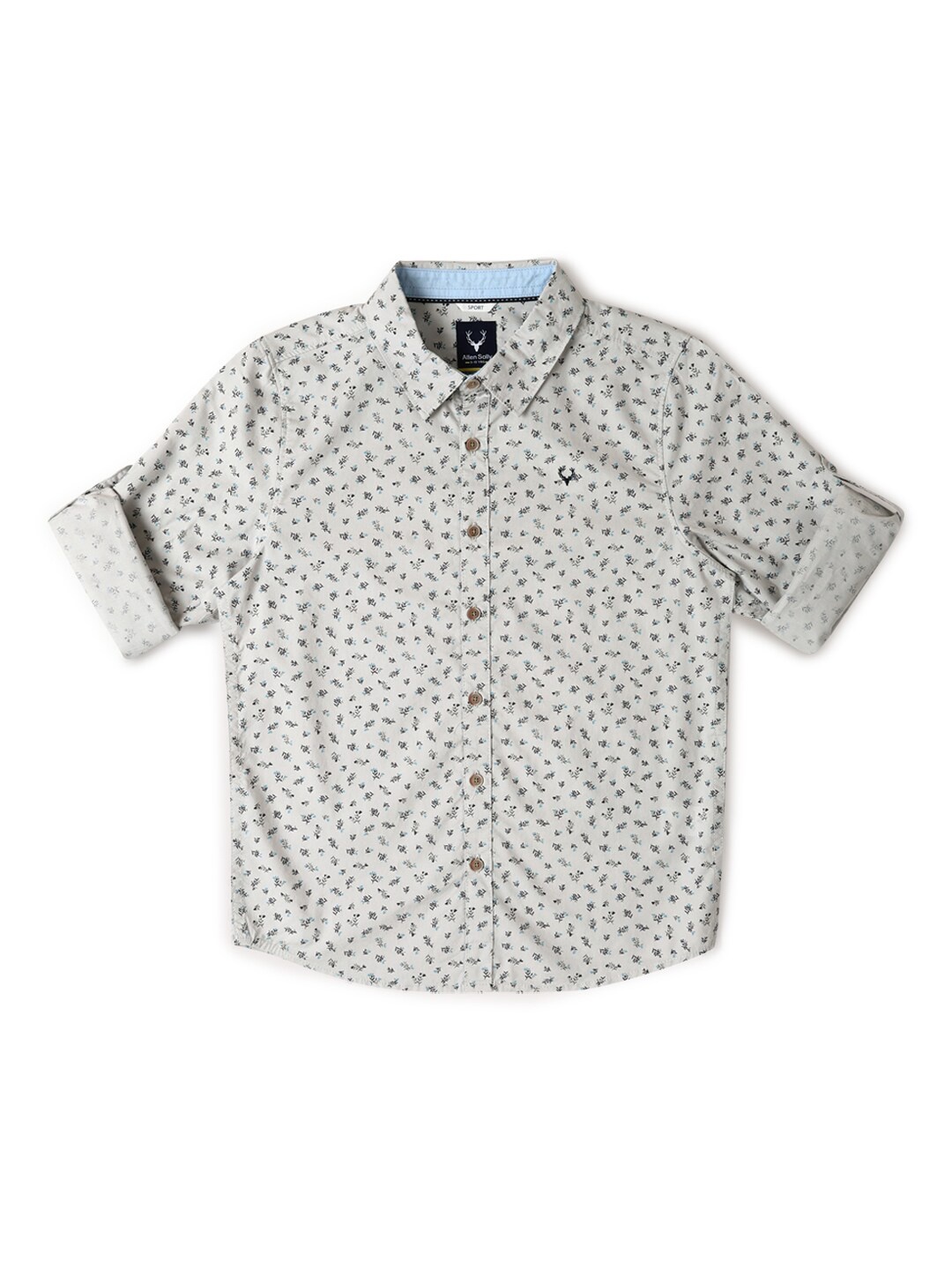 

Allen Solly Junior Boys Slim Fit Floral Printed Roll-Up Sleeves Casual Shirt, Grey