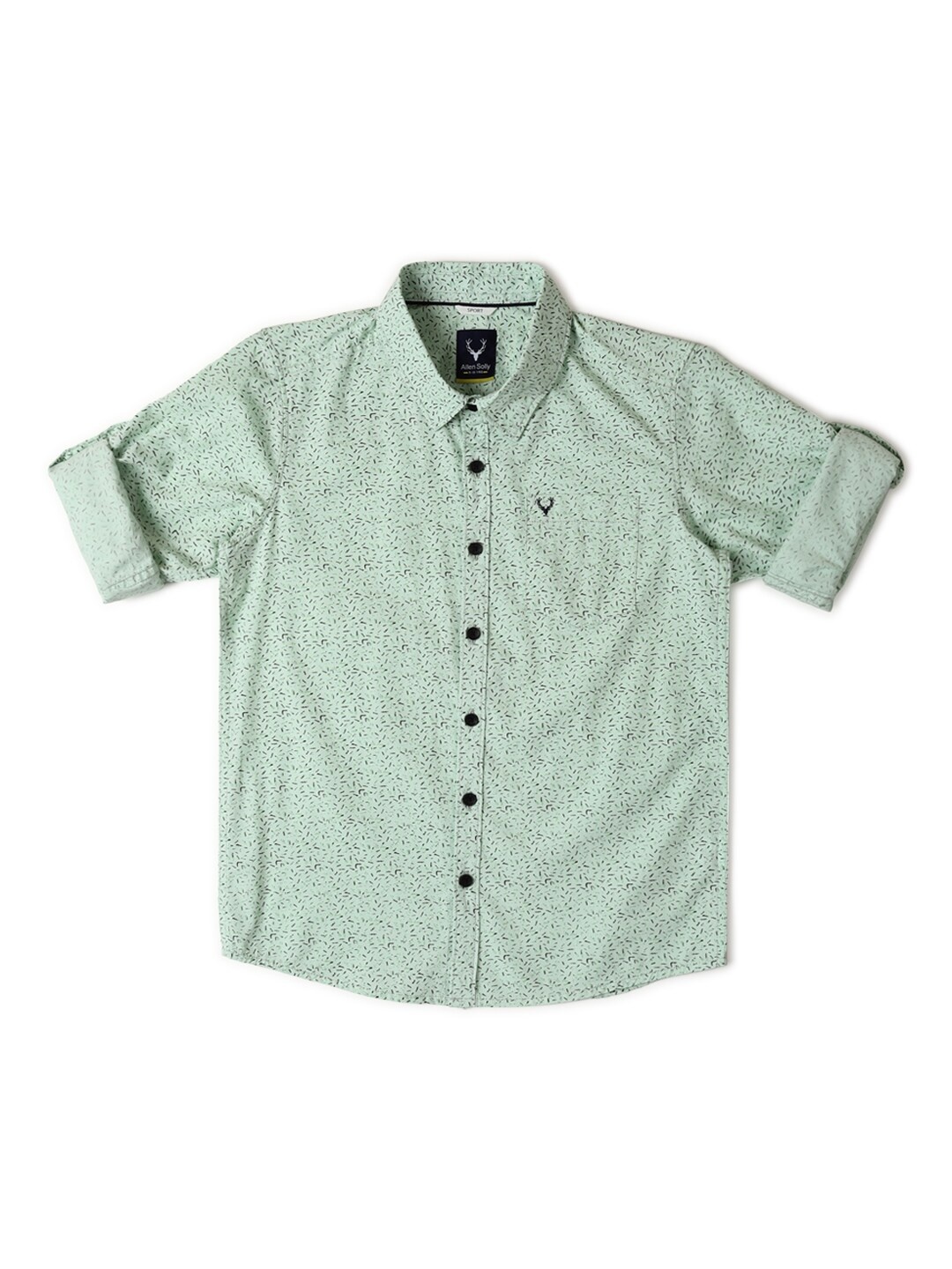 

Allen Solly Junior Boys Slim Fit Micro Ditsy Printed Roll-Up Sleeves Casual Shirt, Green