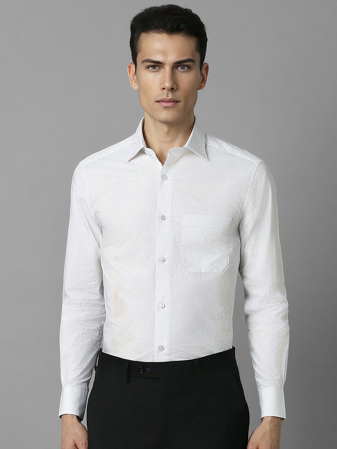 

Louis Philippe Micro Ditsy Printed Cotton Formal Shirt, White