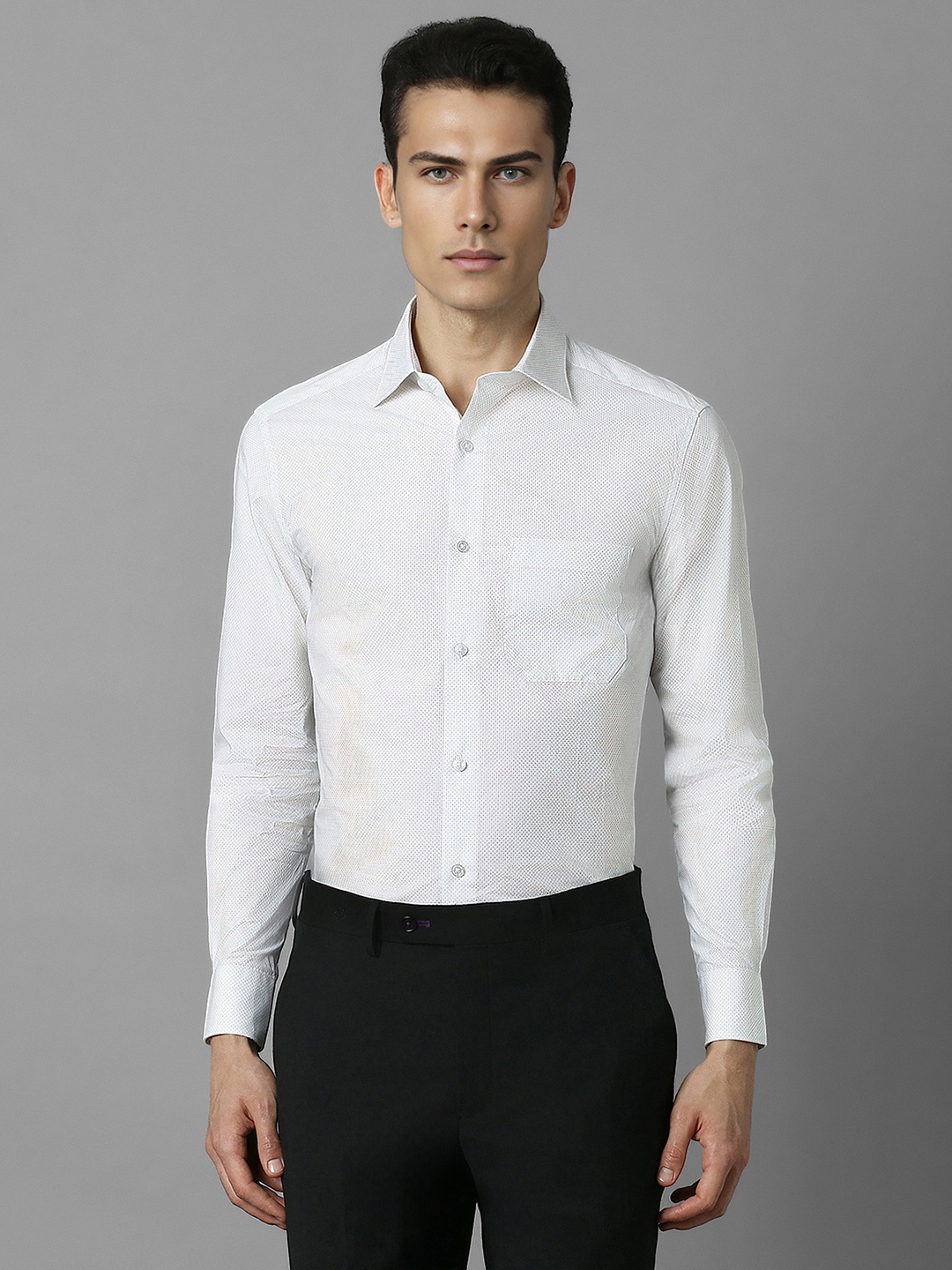 

Louis Philippe Micro Ditsy Printed Cotton Formal Shirt, White