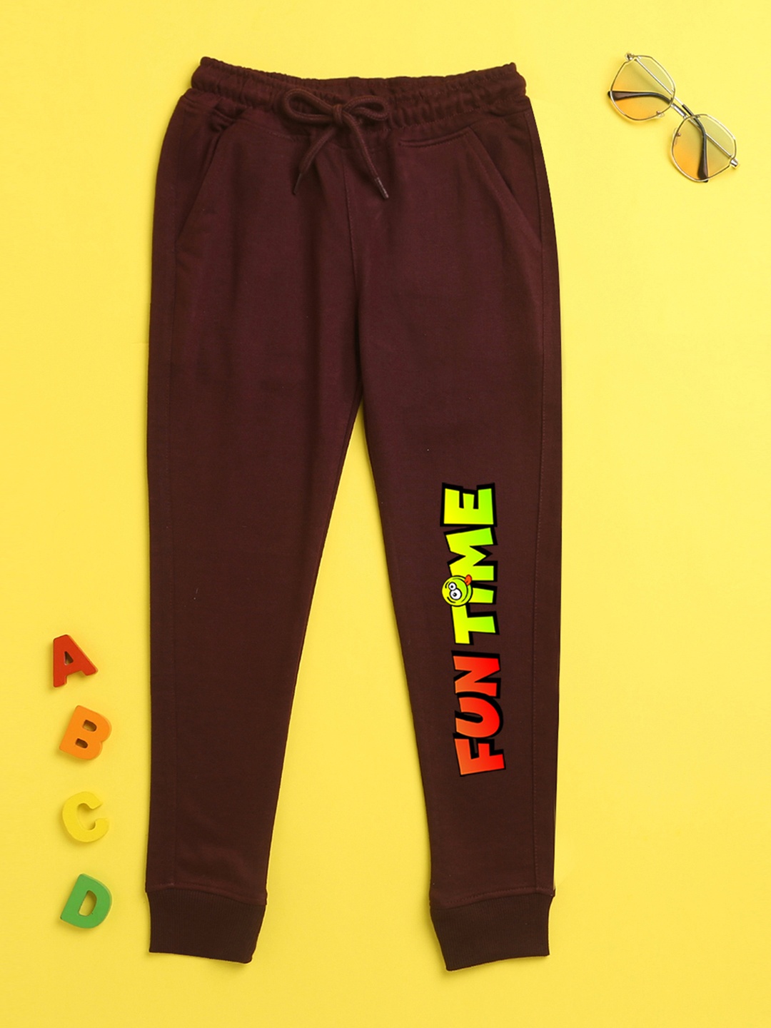 

BAESD Kids Typography Printed Mid-Rise Jogger, Burgundy