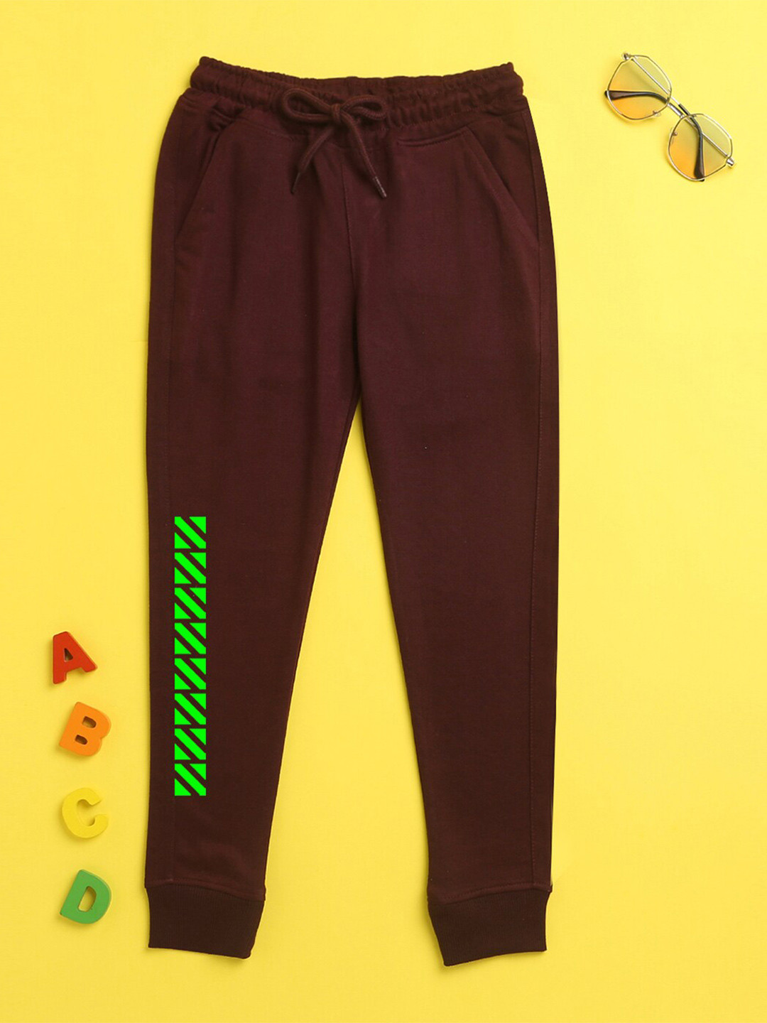 

BAESD Kids Geometric Printed Cuffed Hem Joggers, Burgundy